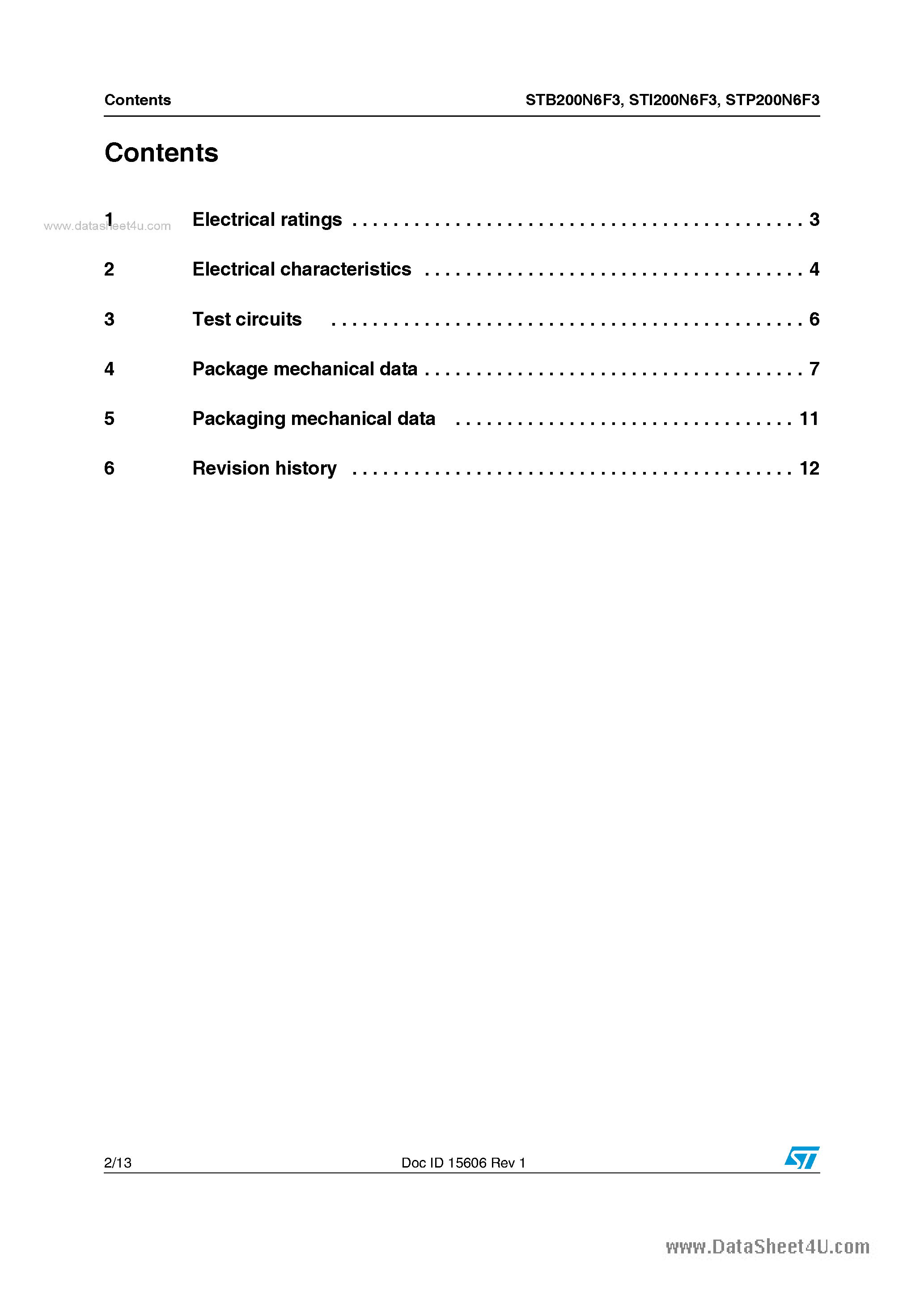 Datasheet STP200N6F3 - Power MOSFETs page 2