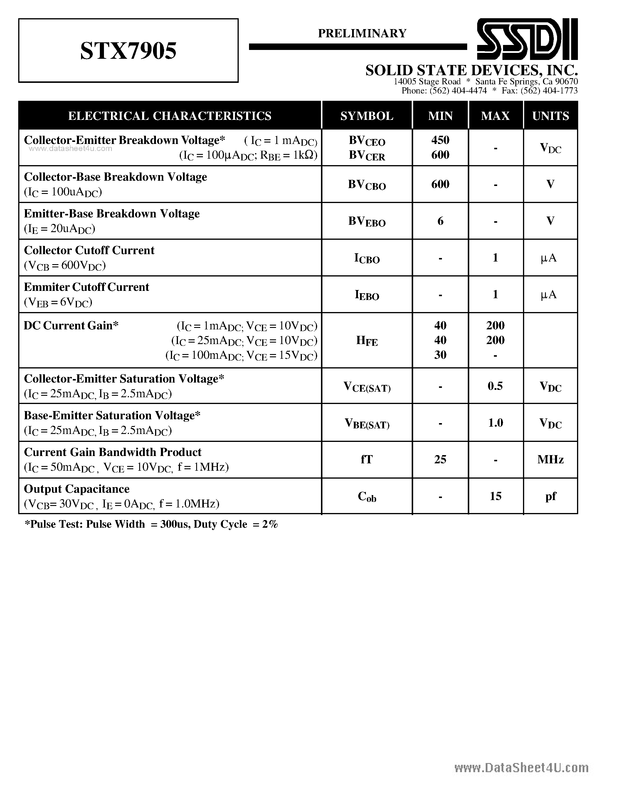 Даташит на микросхему STX7905 страница 2 Даташит STX7905 - 1 AMP 600 VOLTS NPN TRANSISTOR страница 2