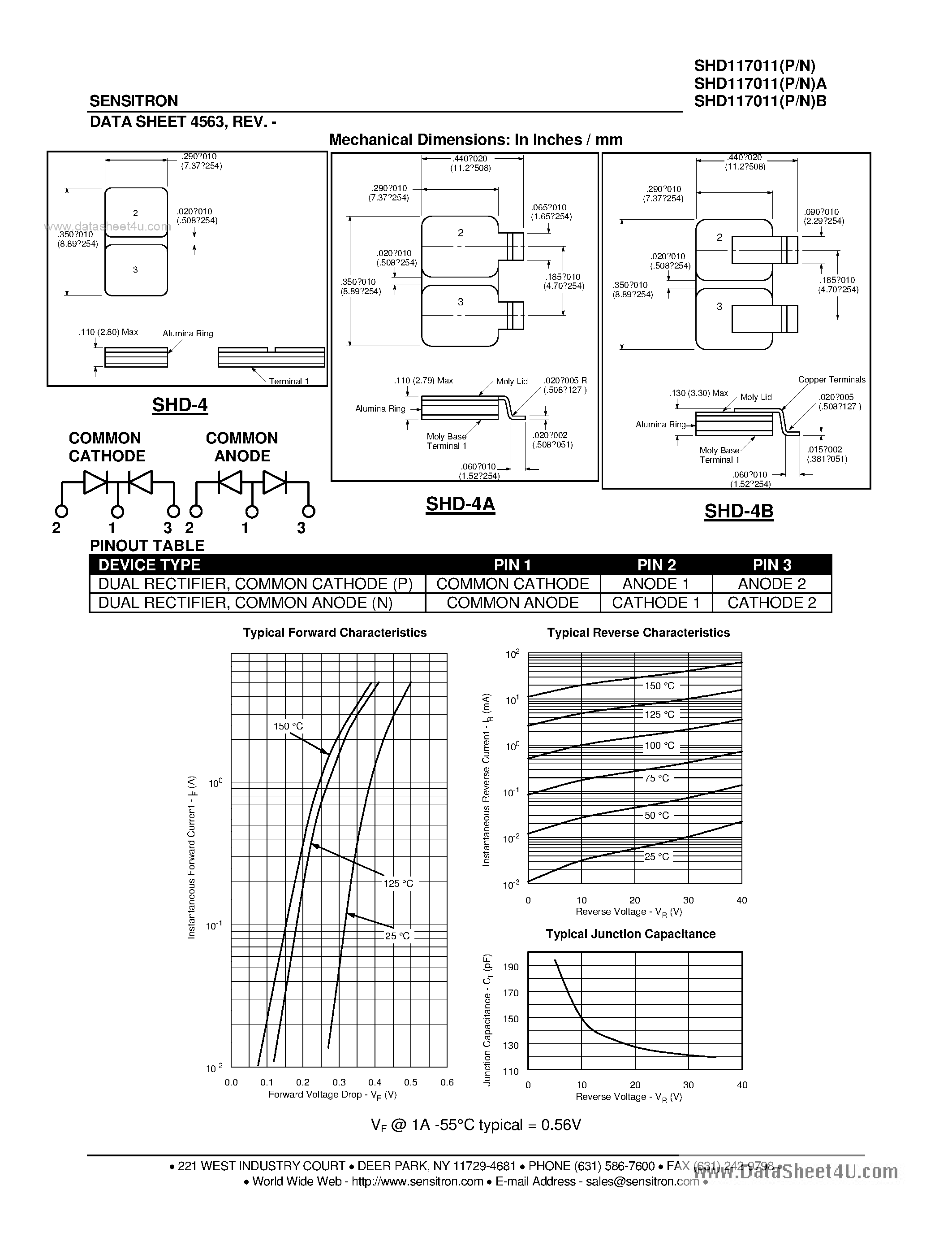 Datasheet SHD117011 page 2 Datasheet SHD117011 - HERMETIC POWER SCHOTTKY RECTIFIER page 2