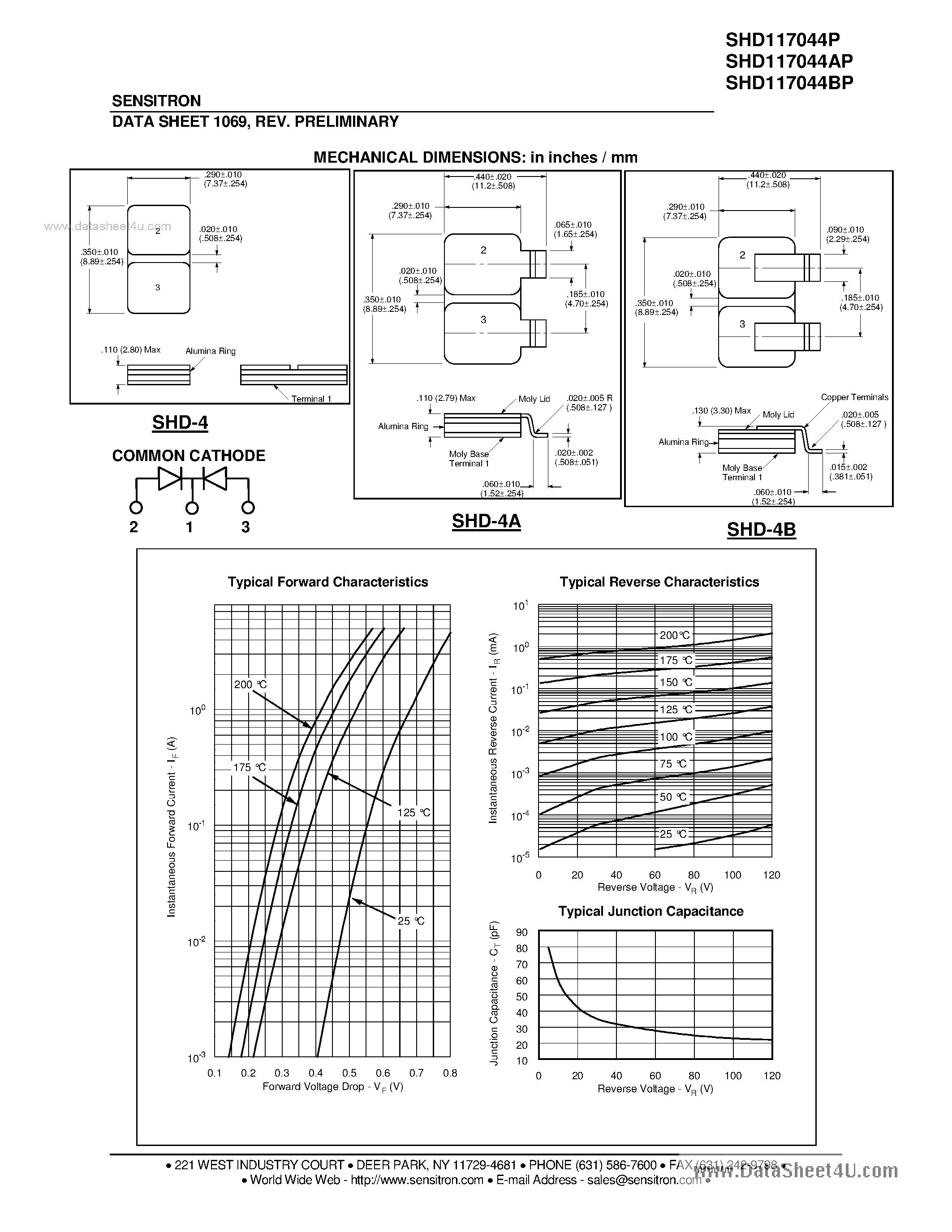 Datasheet SHD117044AP page 2 Datasheet SHD117044AP - HERMETIC POWER SCHOTTKY RECTIFIER page 2