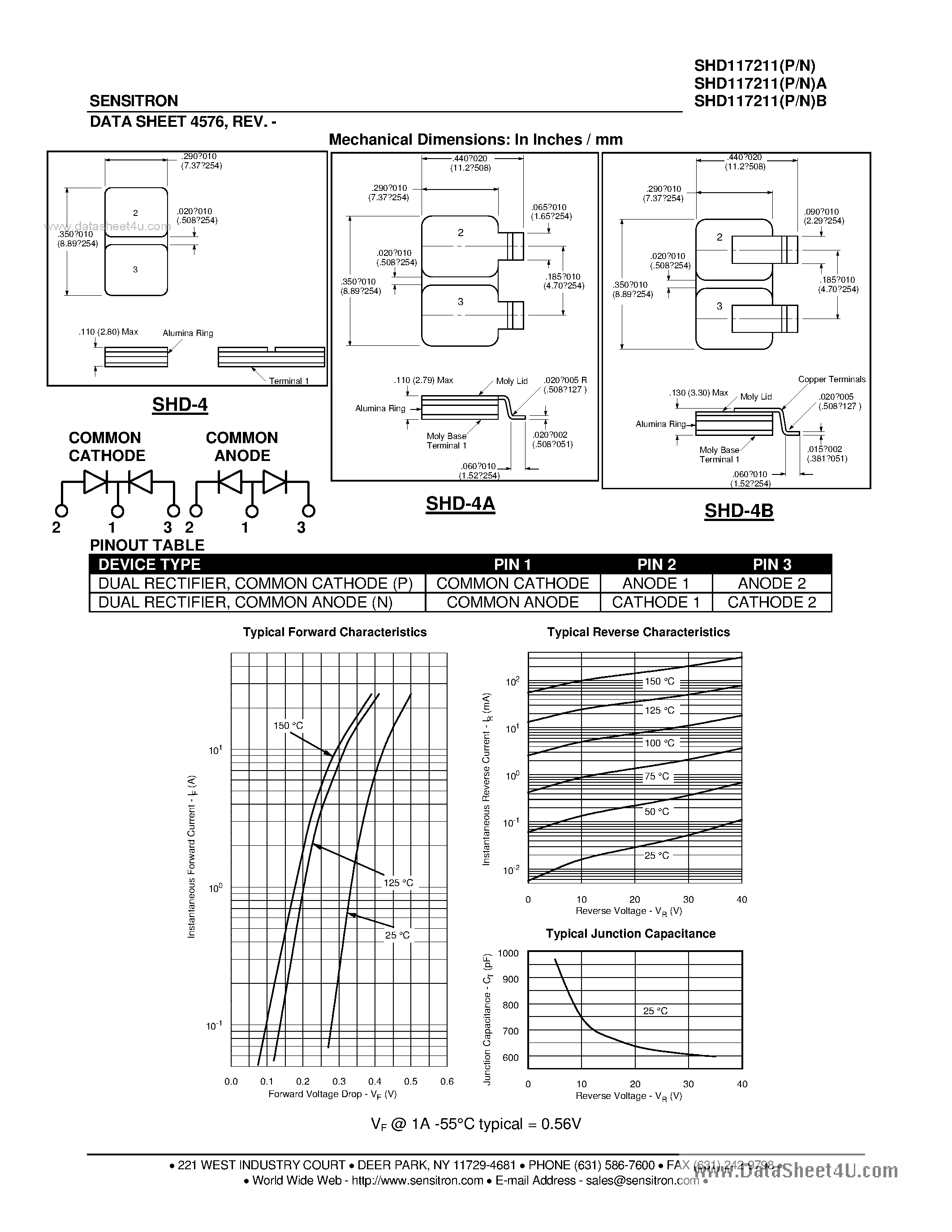Datasheet SHD117211 - HERMETIC POWER SCHOTTKY RECTIFIER page 2