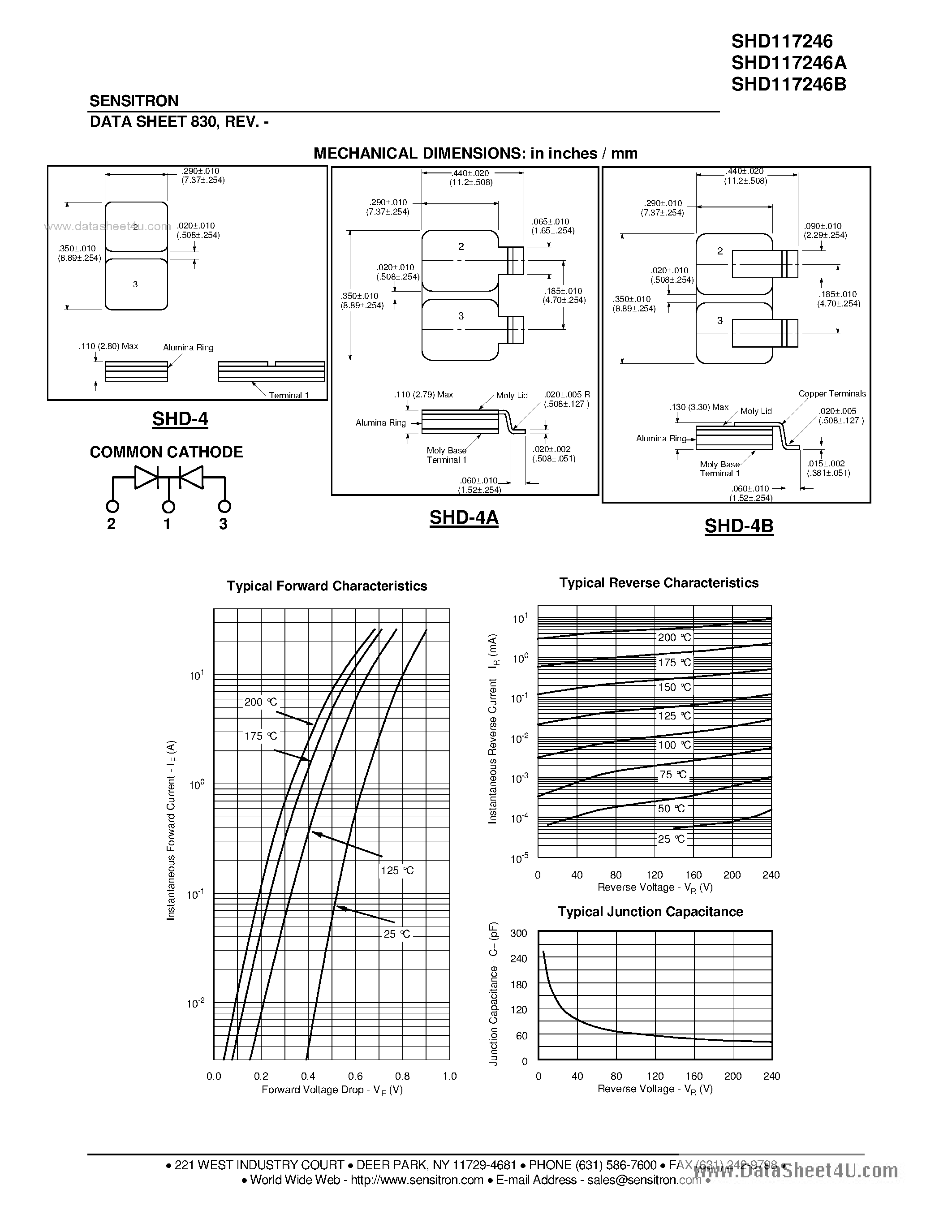 Datasheet SHD117246 page 2 Datasheet SHD117246 - HERMETIC POWER SCHOTTKY RECTIFIER page 2