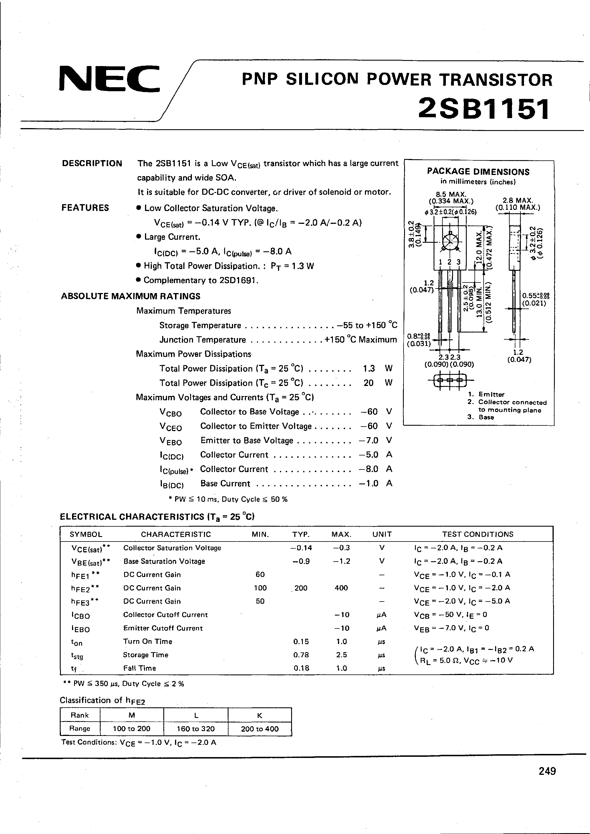 Даташит B1151 - Search -----> 2SB1151 страница 1