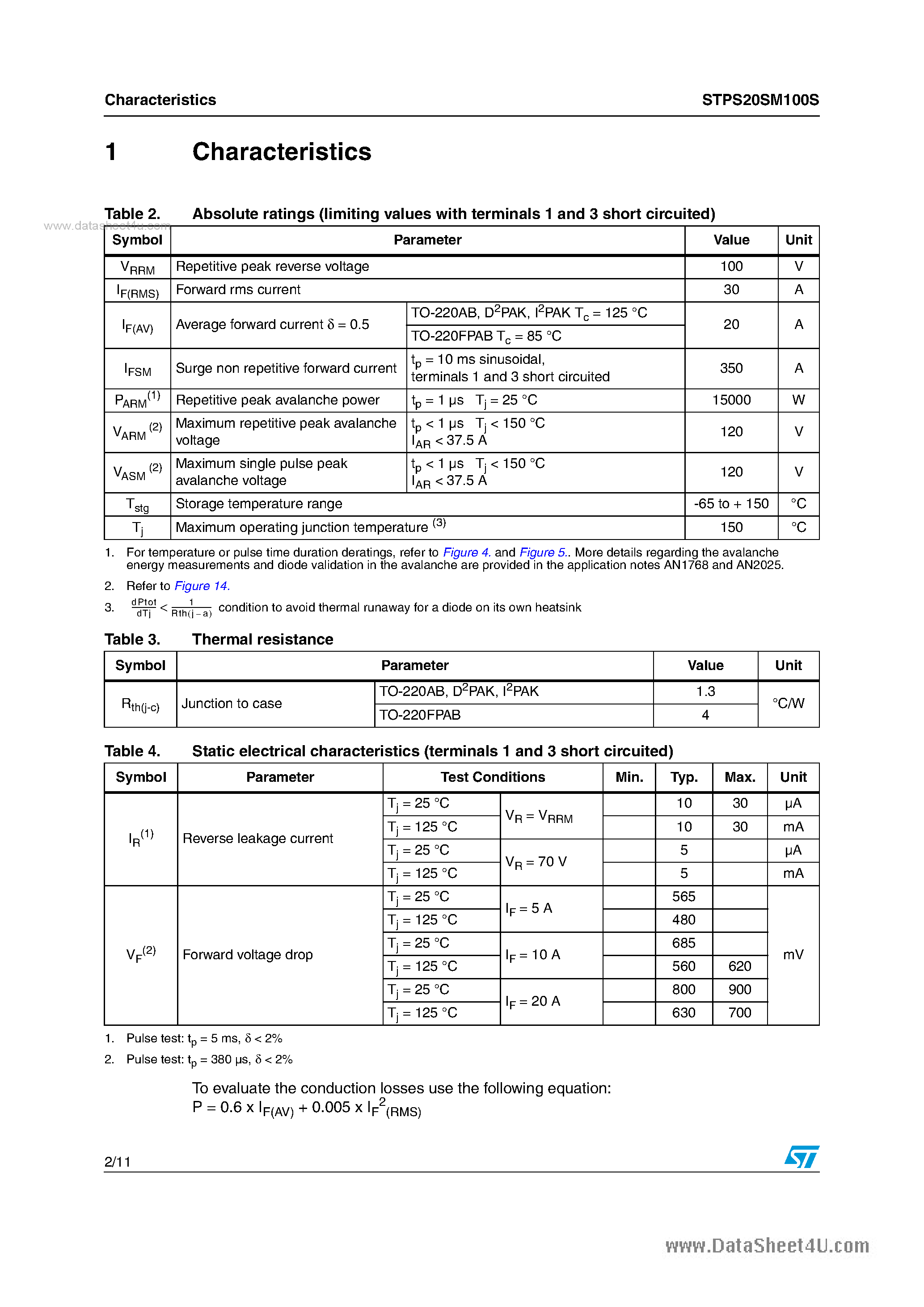 Datasheet STPS20SM100S - Power Schottky rectifiere page 2