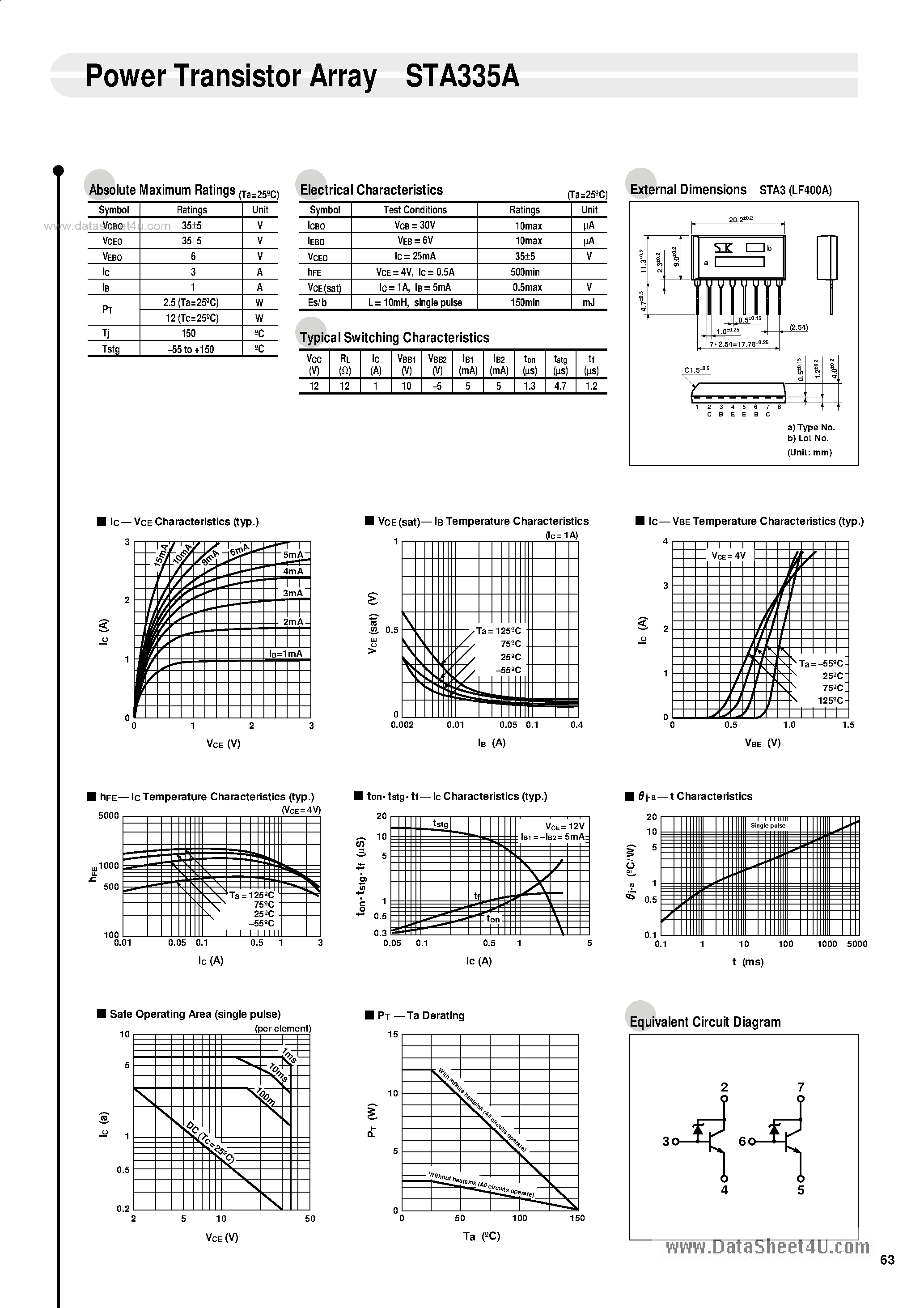 Datasheet STA335A page 1 Datasheet STA335A - Power Transistor Array page 1