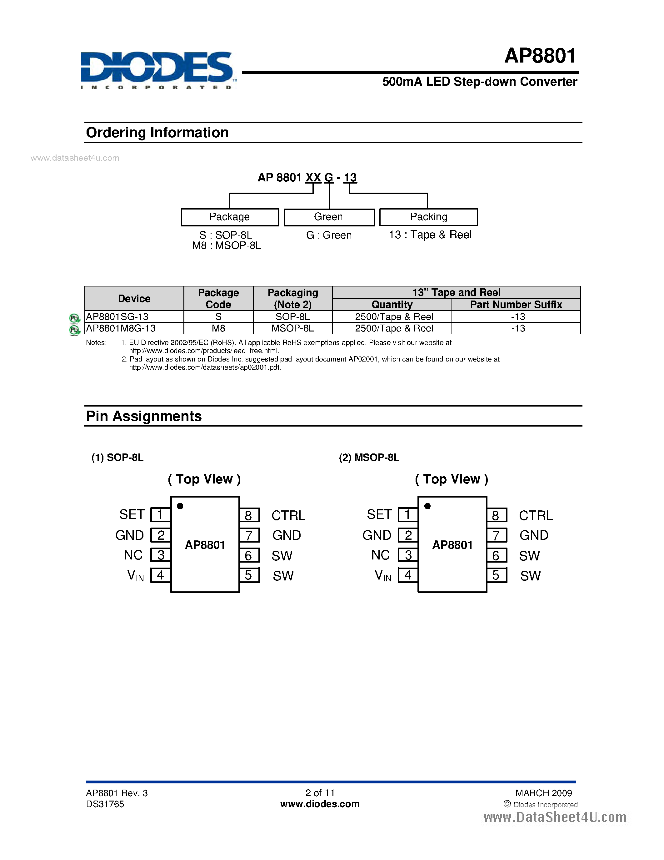 Даташит на микросхему AP8801 страница 2 Даташит AP8801 - Step-down DC/DC Converter страница 2