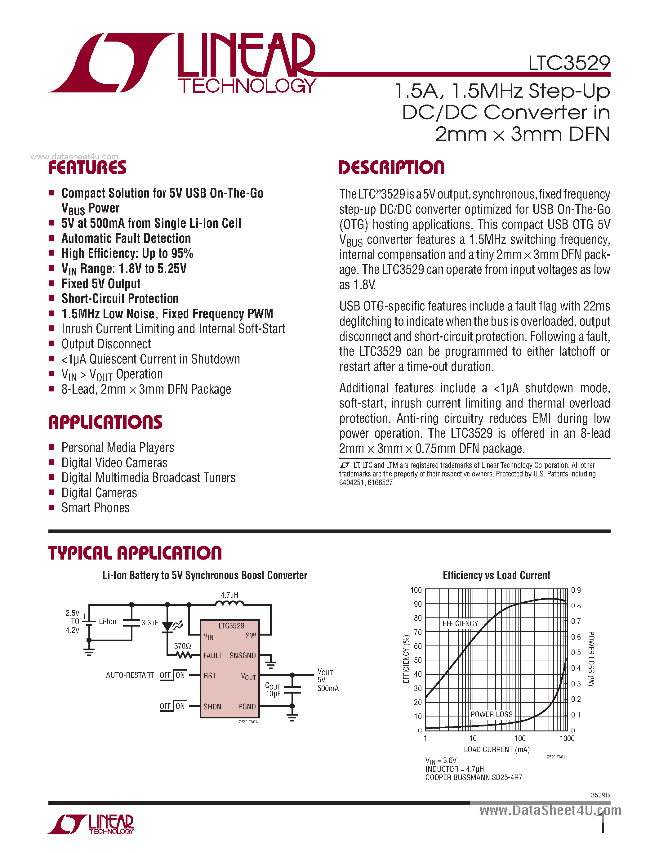 Datasheet LTC3529 - 1.5MHz Step-Up dc page 1