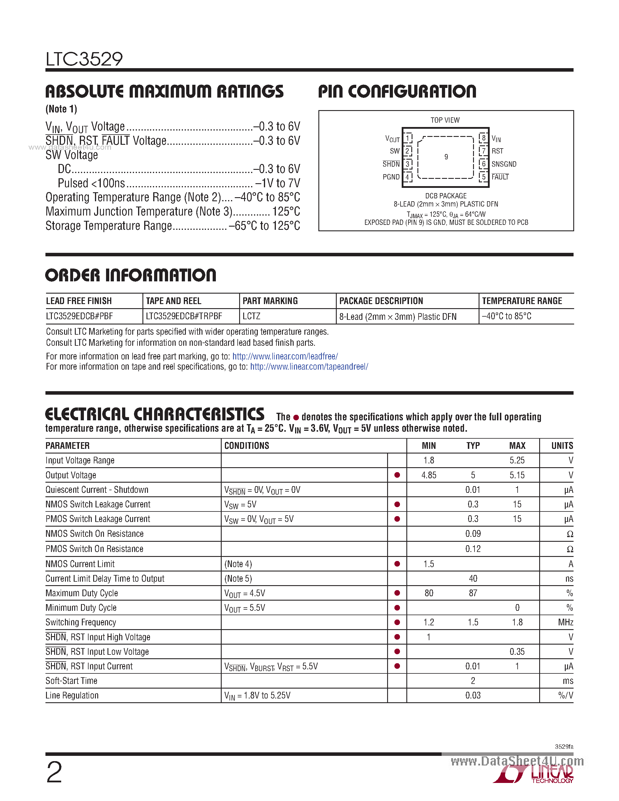 Datasheet LTC3529 - 1.5MHz Step-Up dc page 2