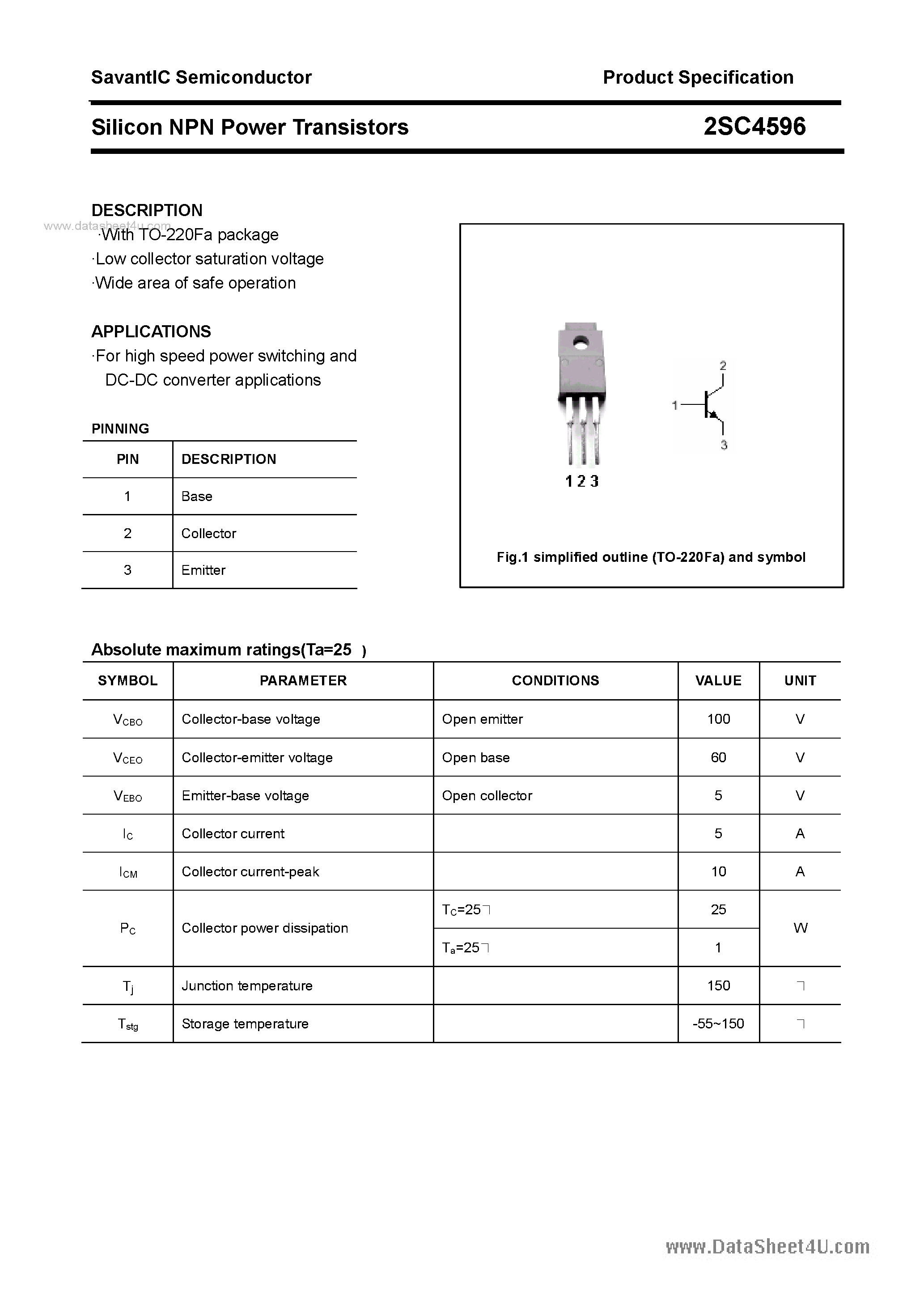 Datasheet C4596 page 1 Datasheet C4596 - Search -----> 2SC4596 page 1