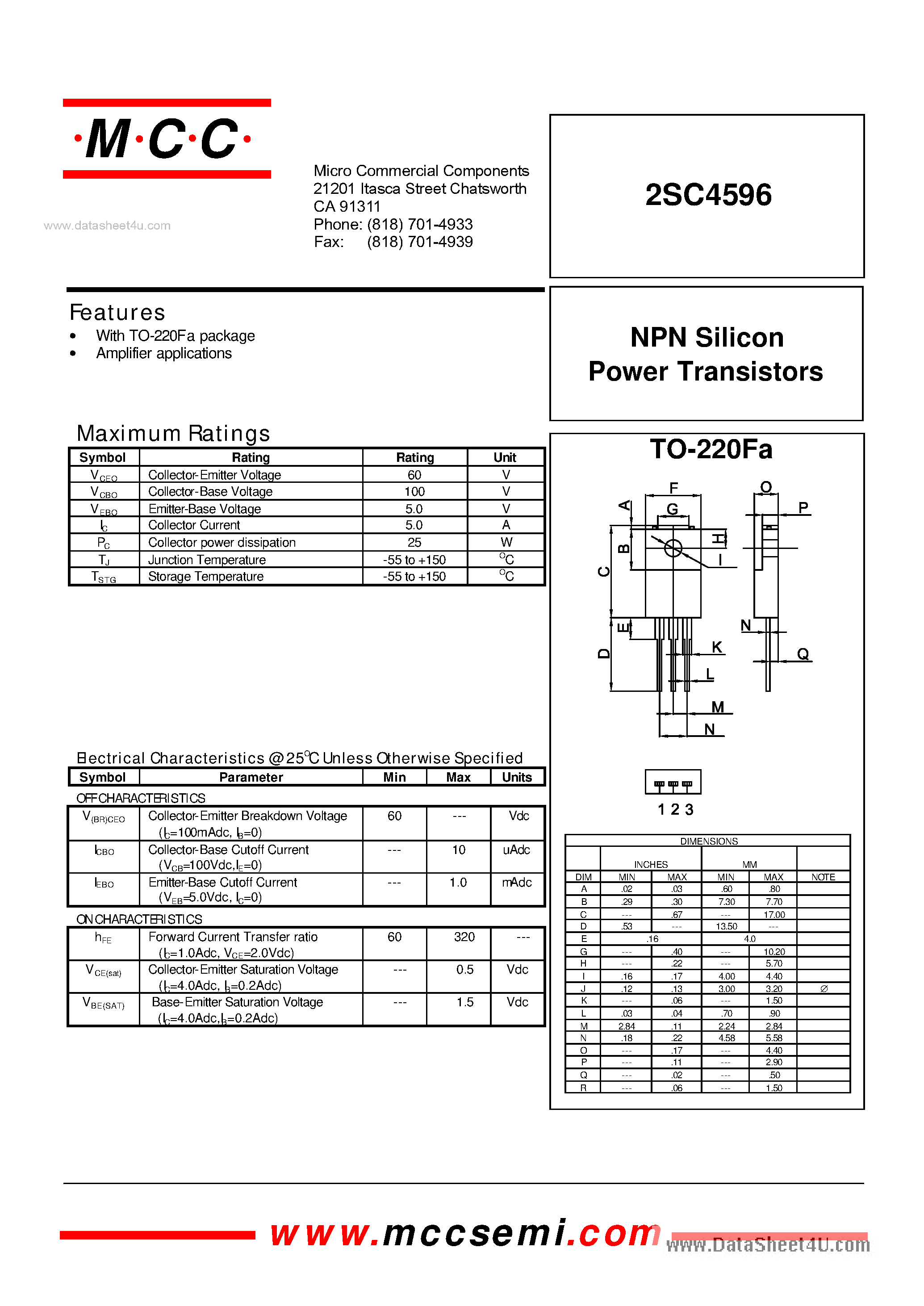 Datasheet C4596 - Search -----> 2SC4596 page 1