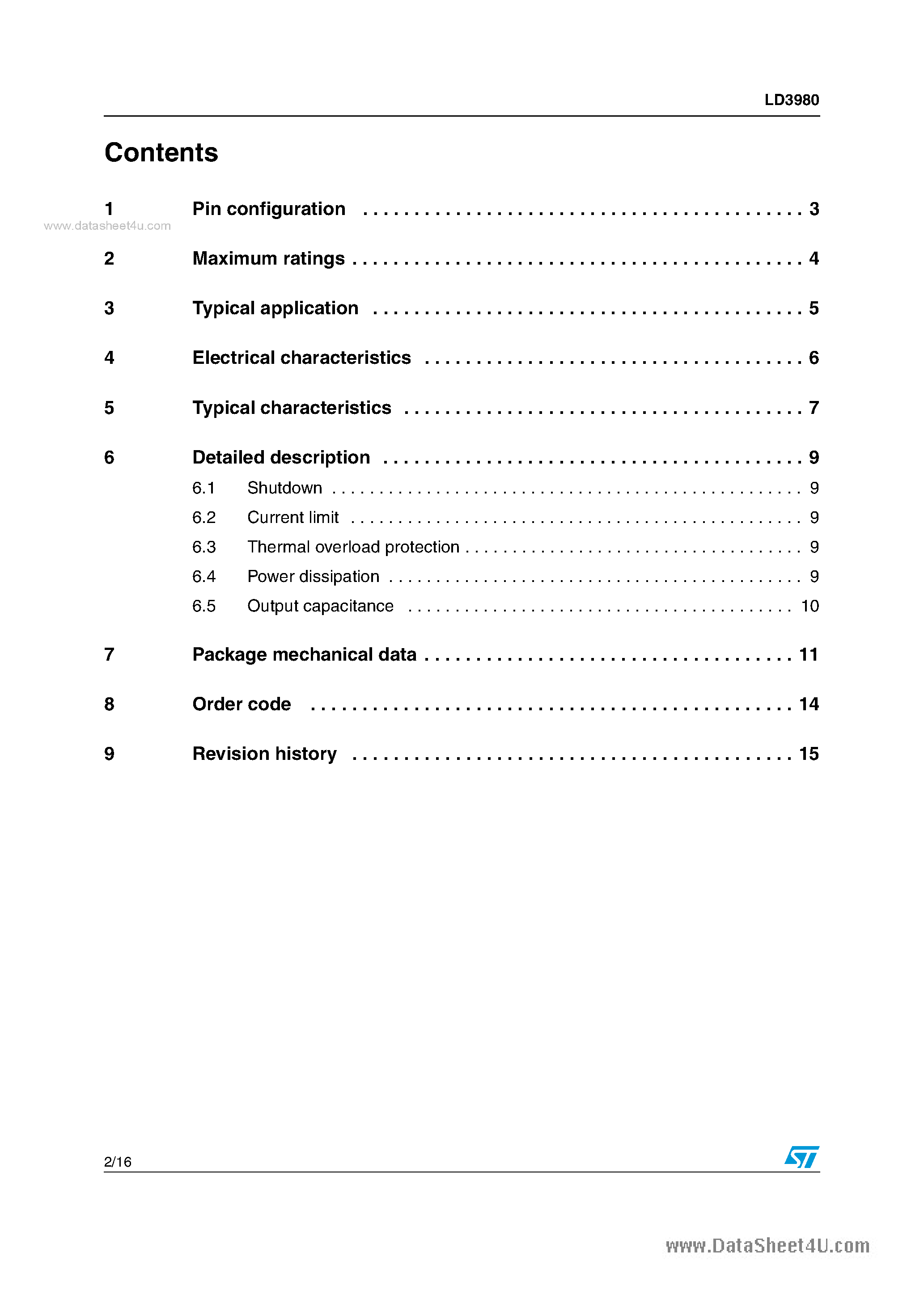 Datasheet LD3980 - Low drop - Low supply voltage Low ESR capacitor compatible page 2