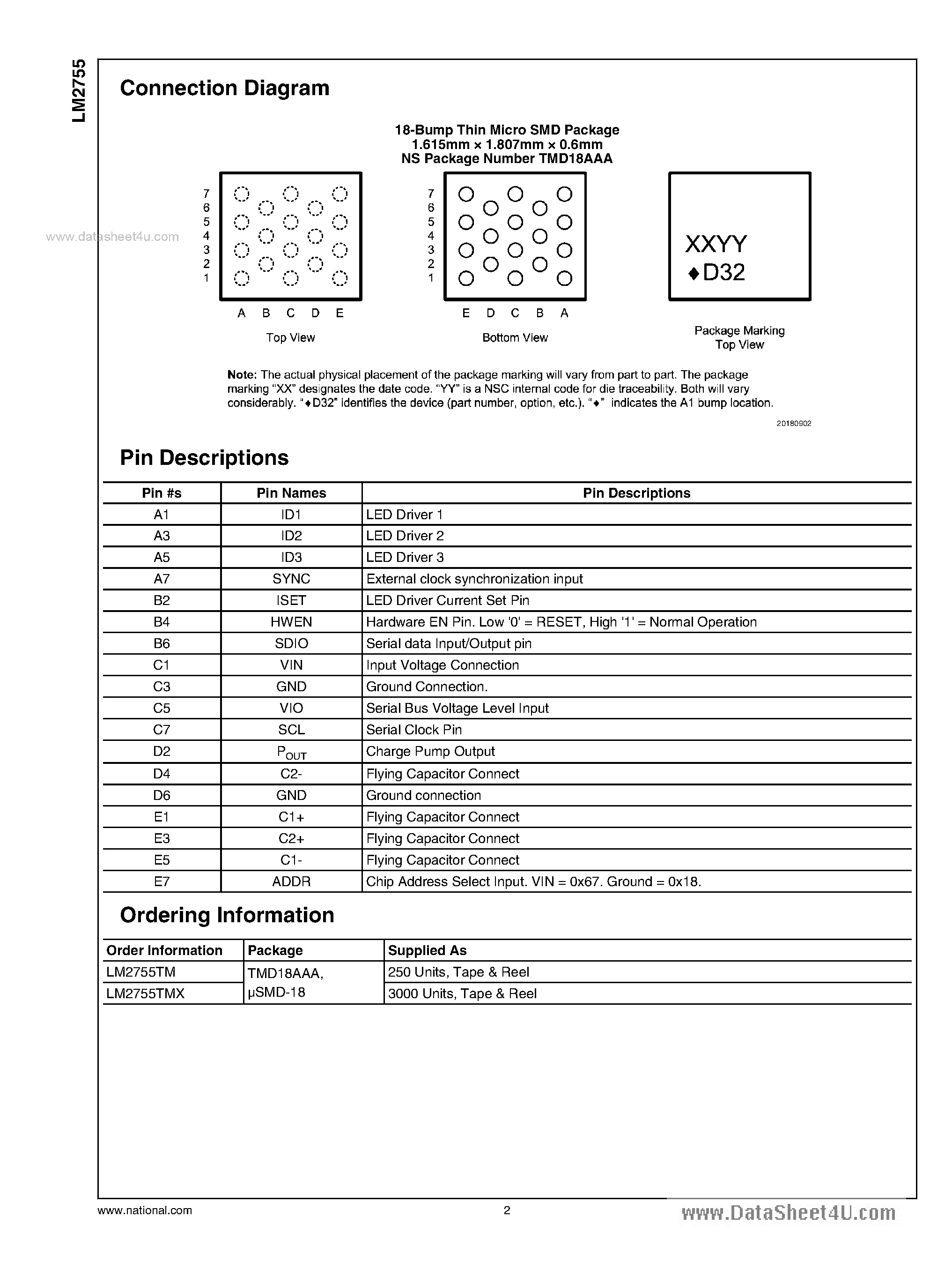 Datasheet LM2755 - Charge Pump LED Controller page 2