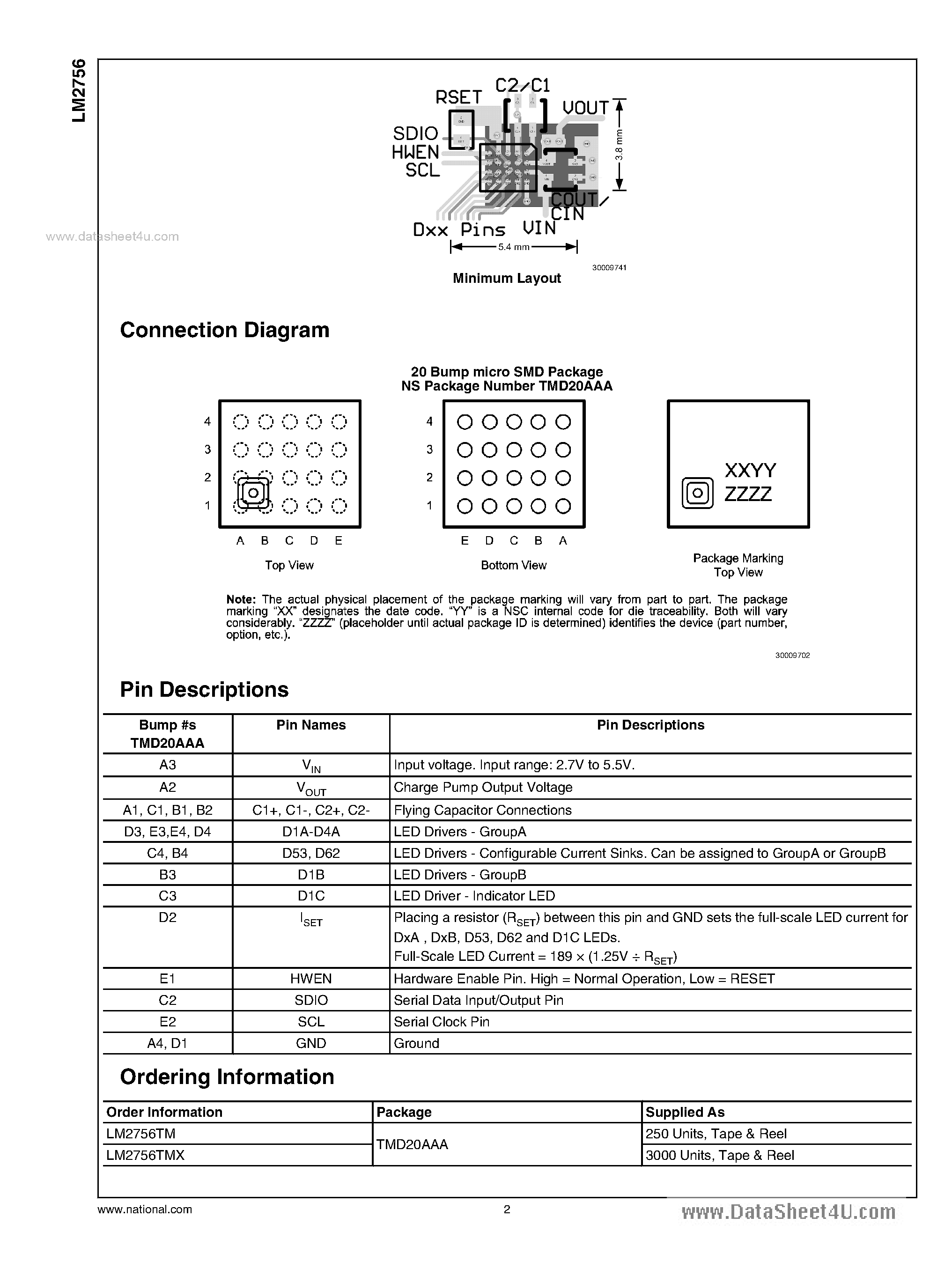 Datasheet LM2756 - Multi-Display Inductorless LED Driver page 2