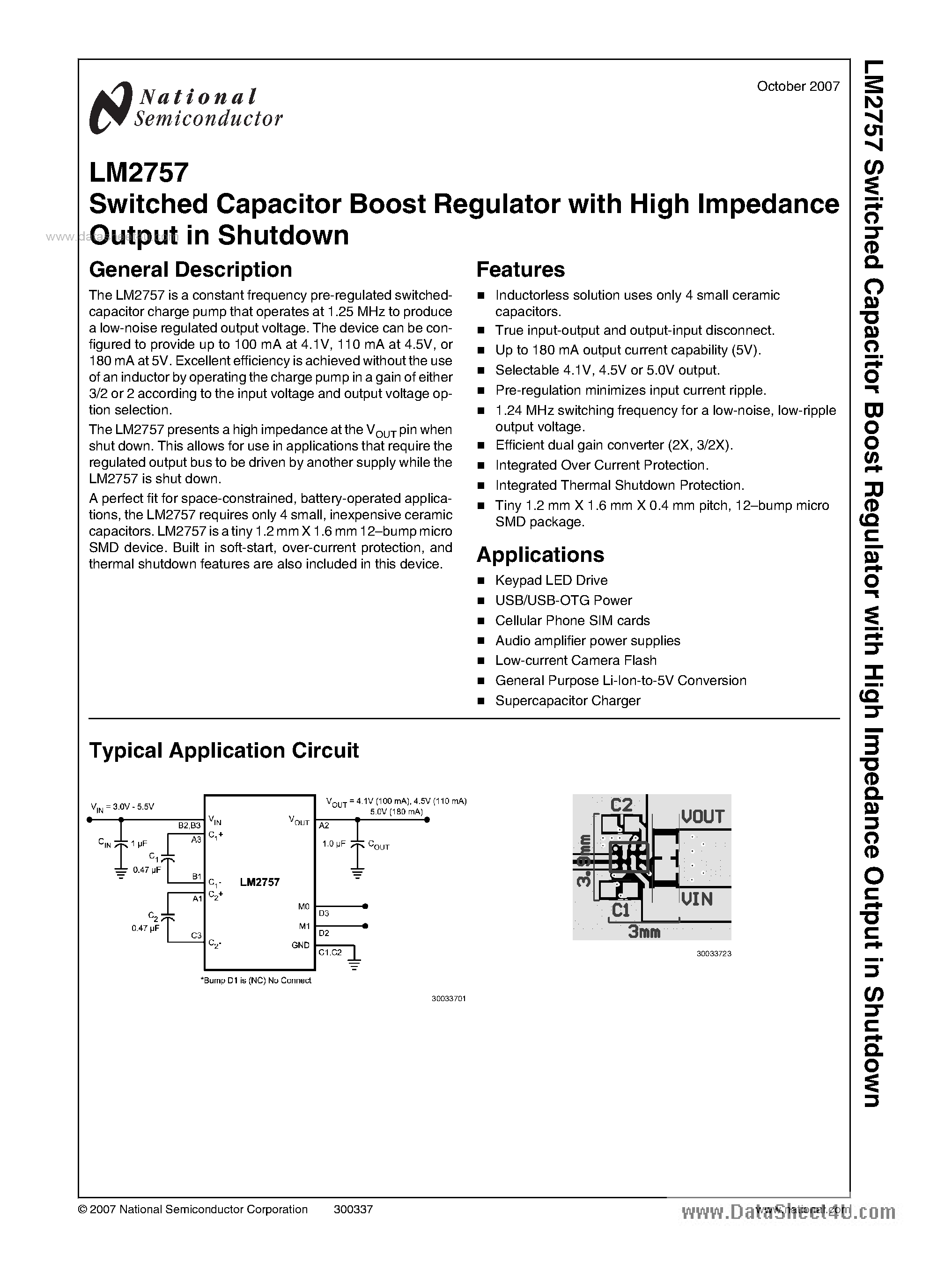 Datasheet LM2757 - Switched Capacitor Boost Regulator page 1