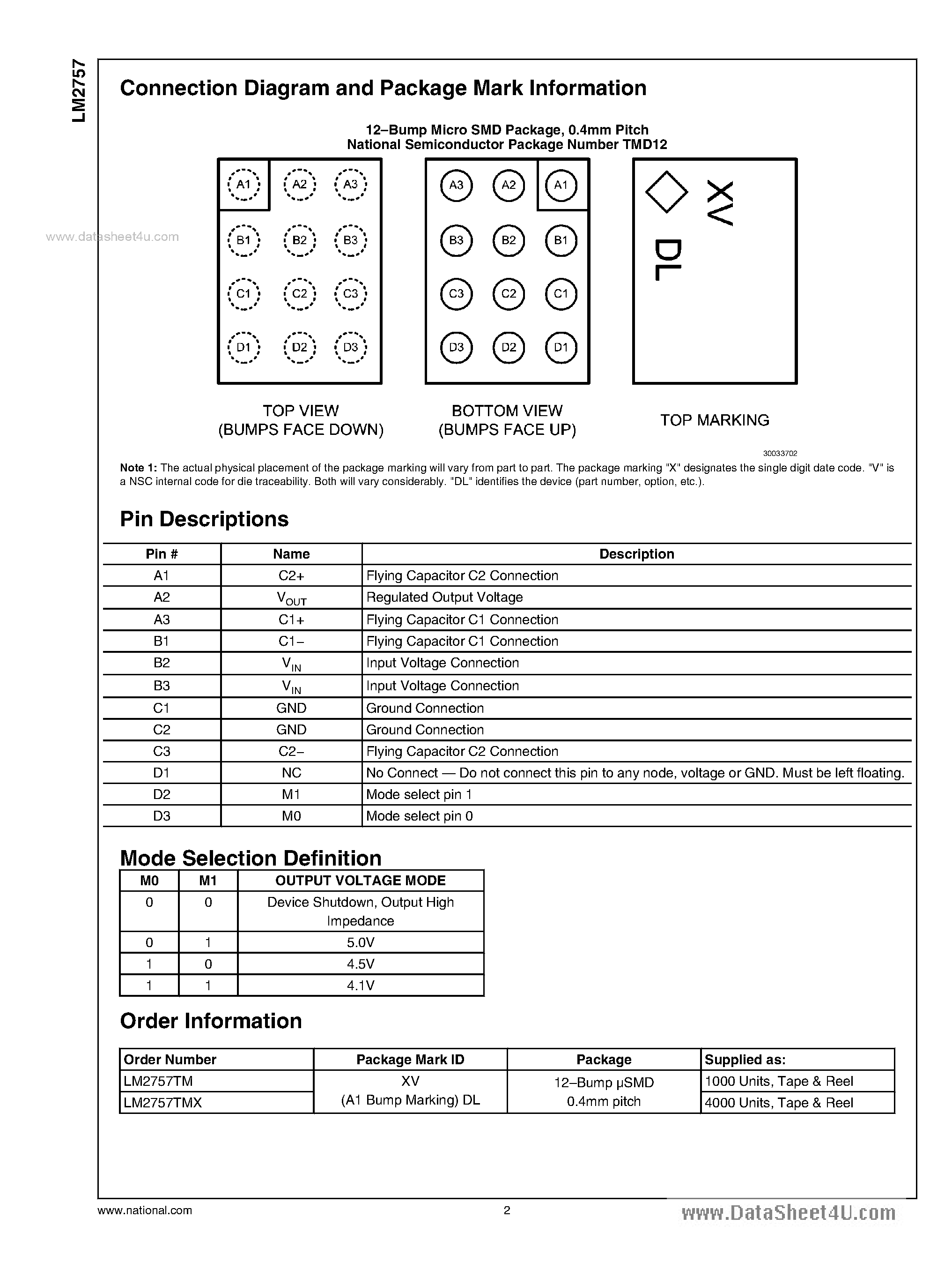 Datasheet LM2757 - Switched Capacitor Boost Regulator page 2