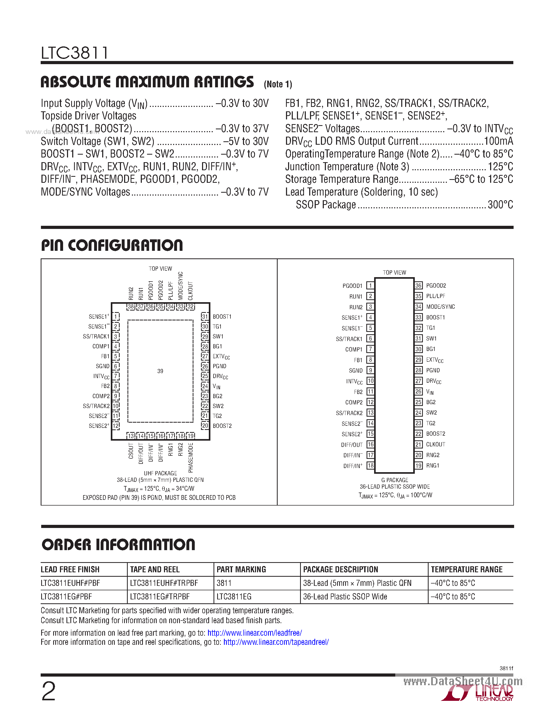 Datasheet LTC3811 - Multiphase Step-Down DC/DC Controller page 2