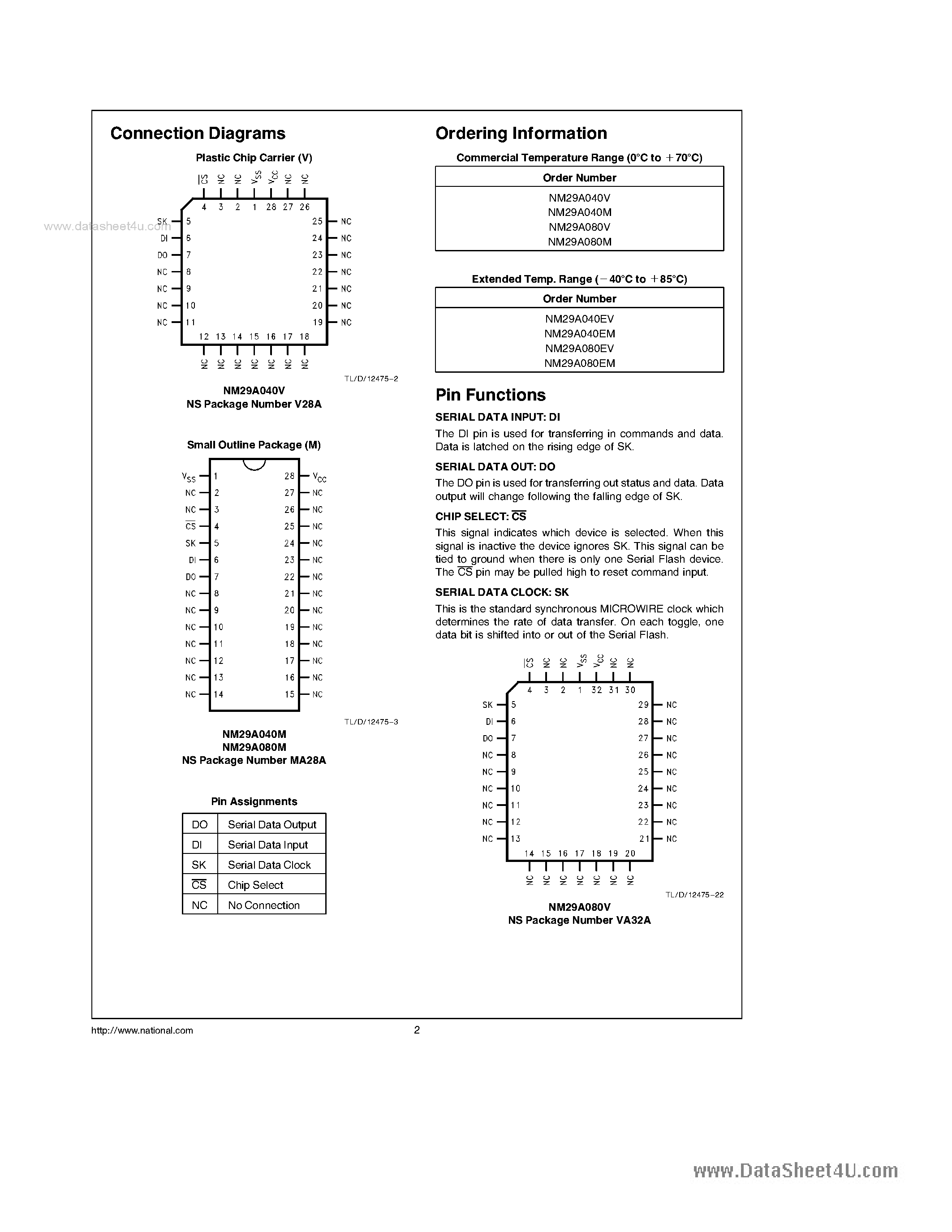 Datasheet NM29A040 - (NM29A040 / NM29A080) 4-Mbit/8-Mbit CMOS Serial FLASH E2PROM page 2