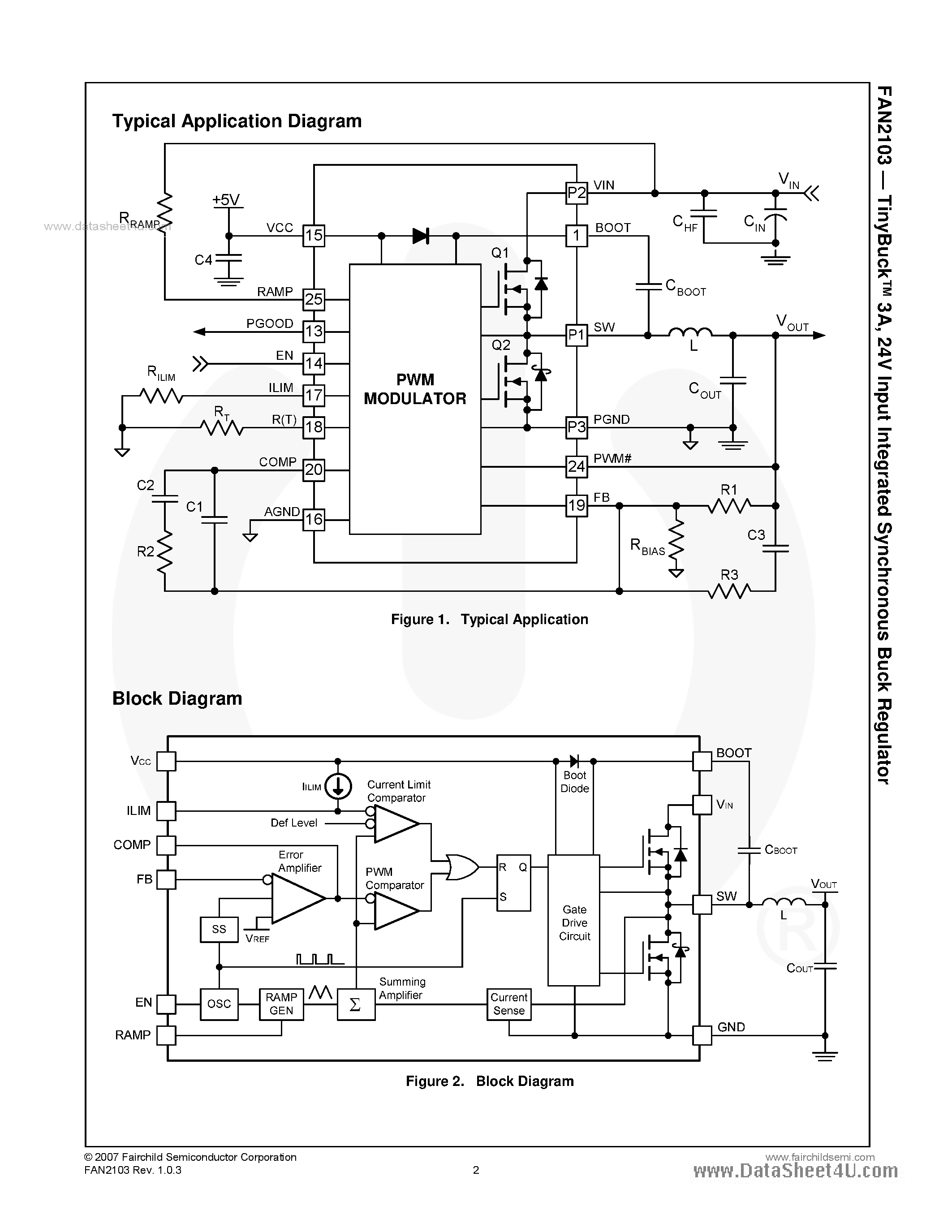 Datasheet FAN2103 - 24V Input Integrated Synchronous Buck Regulator page 2