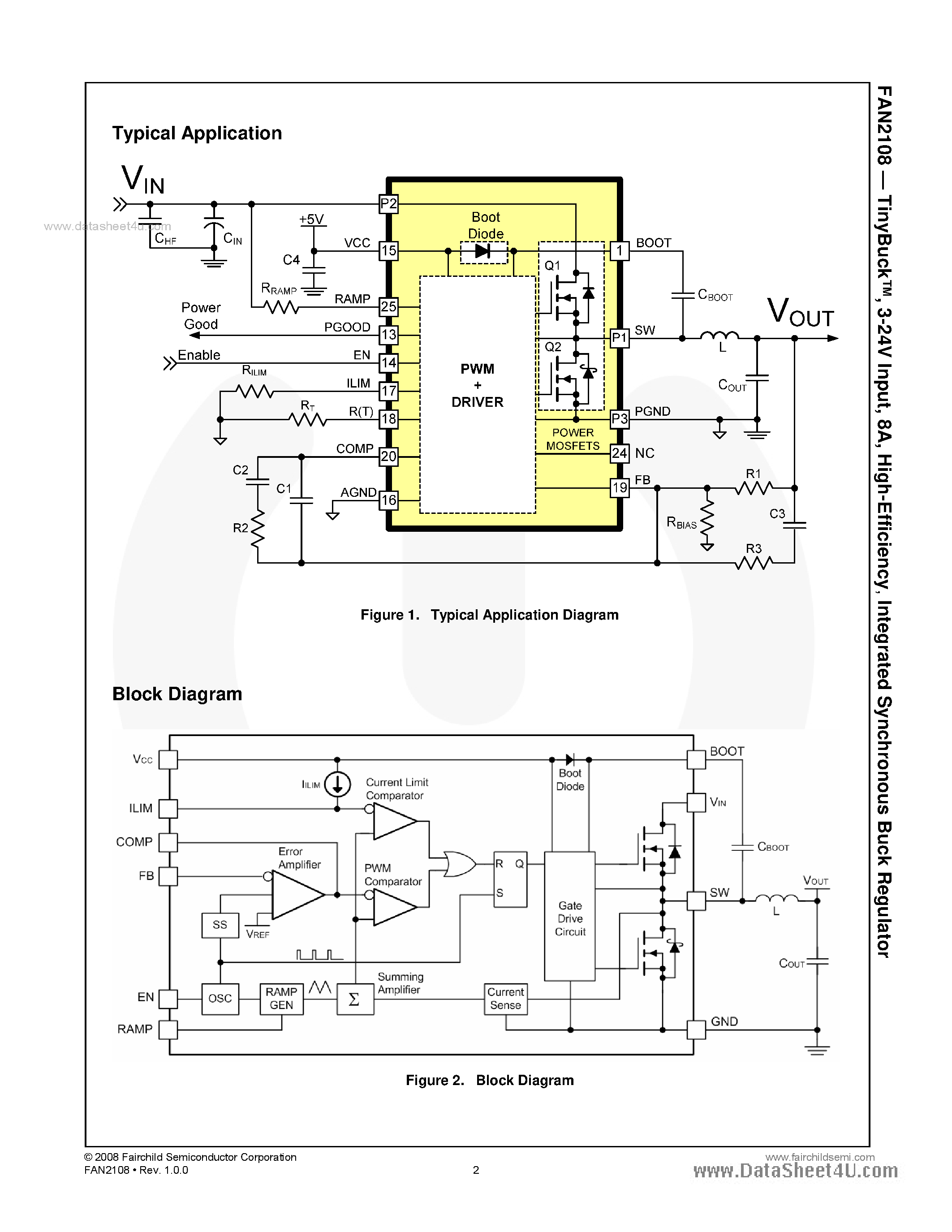 Datasheet FAN2108 - Integrated Synchronous Buck Regulator page 2