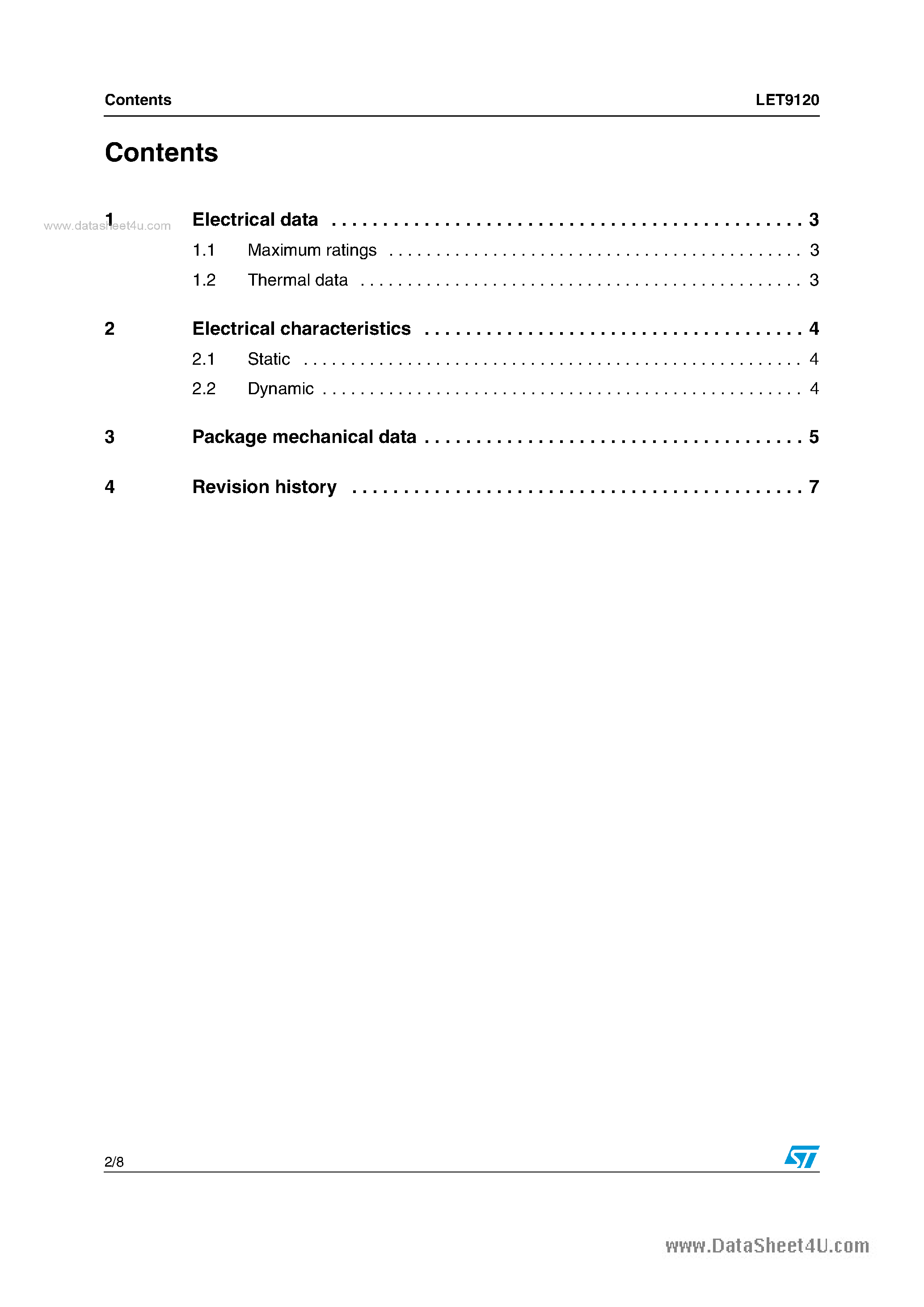 Datasheet LET9120 - LDMOS 28 V HF/VHF/UHF/900 MHz & Avionics Applications page 2