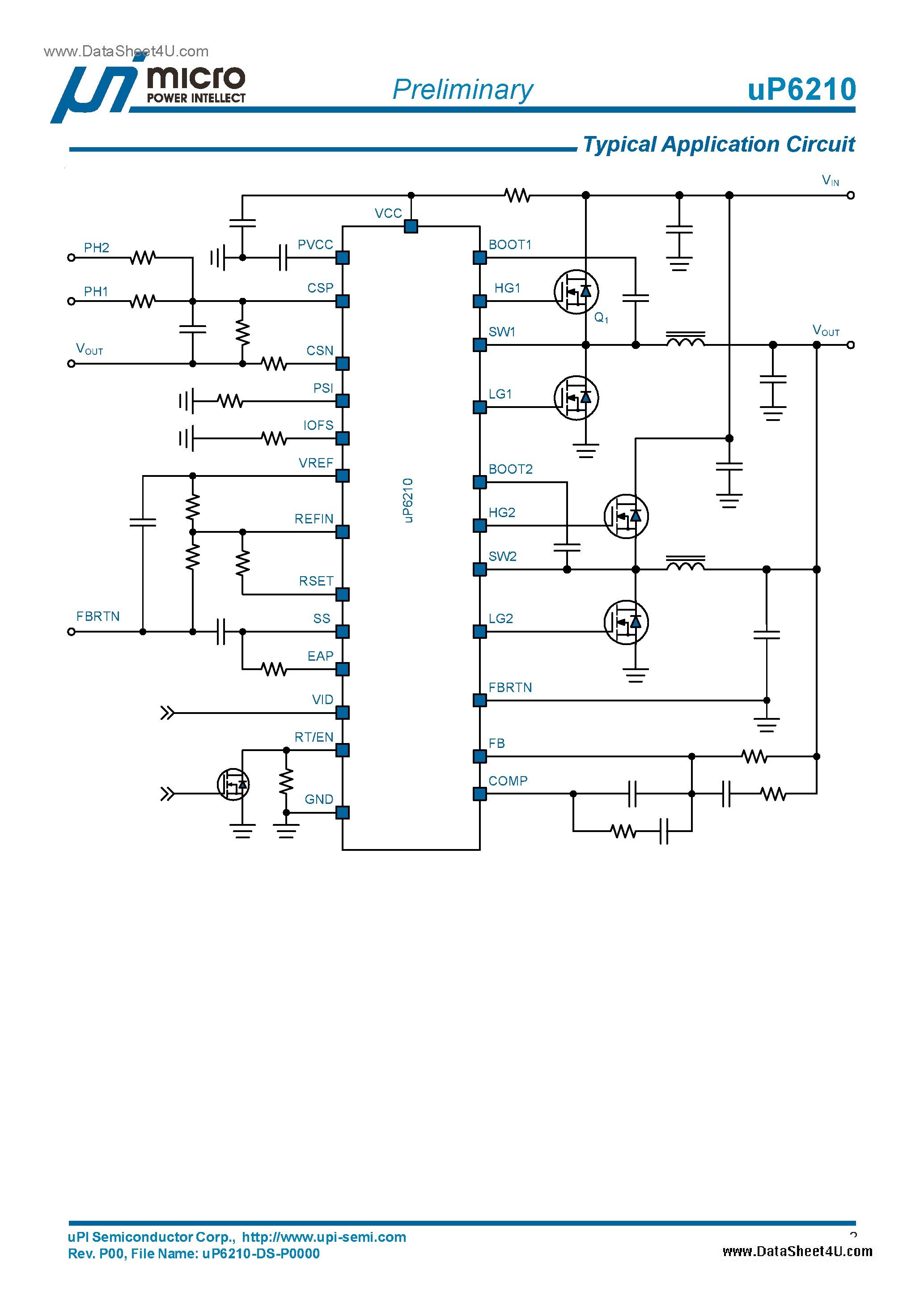 Datasheet UP6210 page 2 Datasheet UP6210 - Compact Dual Phase Synchronous Rectified Buck Controller page 2