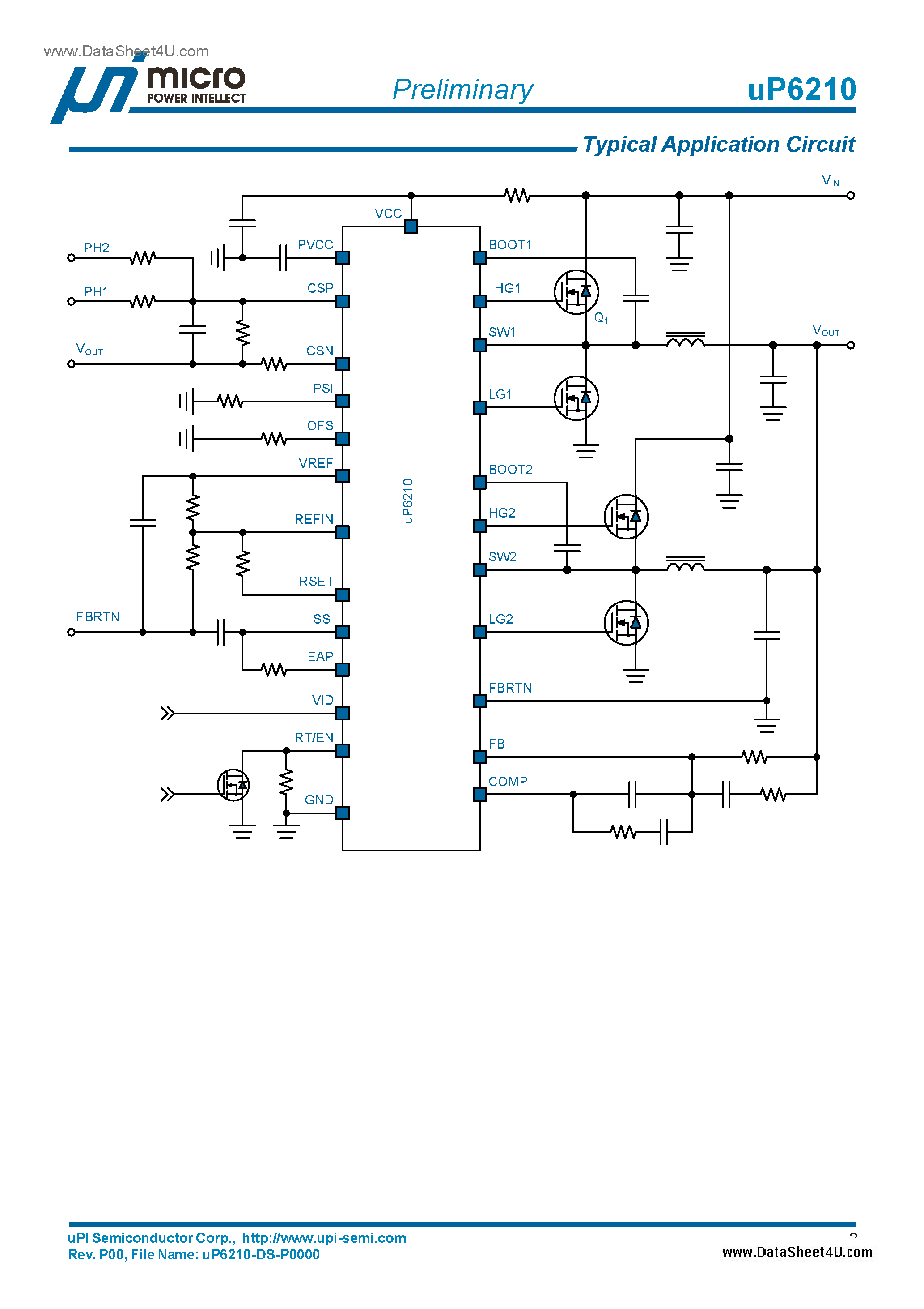 Datasheet UP6210 - Compact Dual Phase Synchronous Rectified Buck Controller page 2
