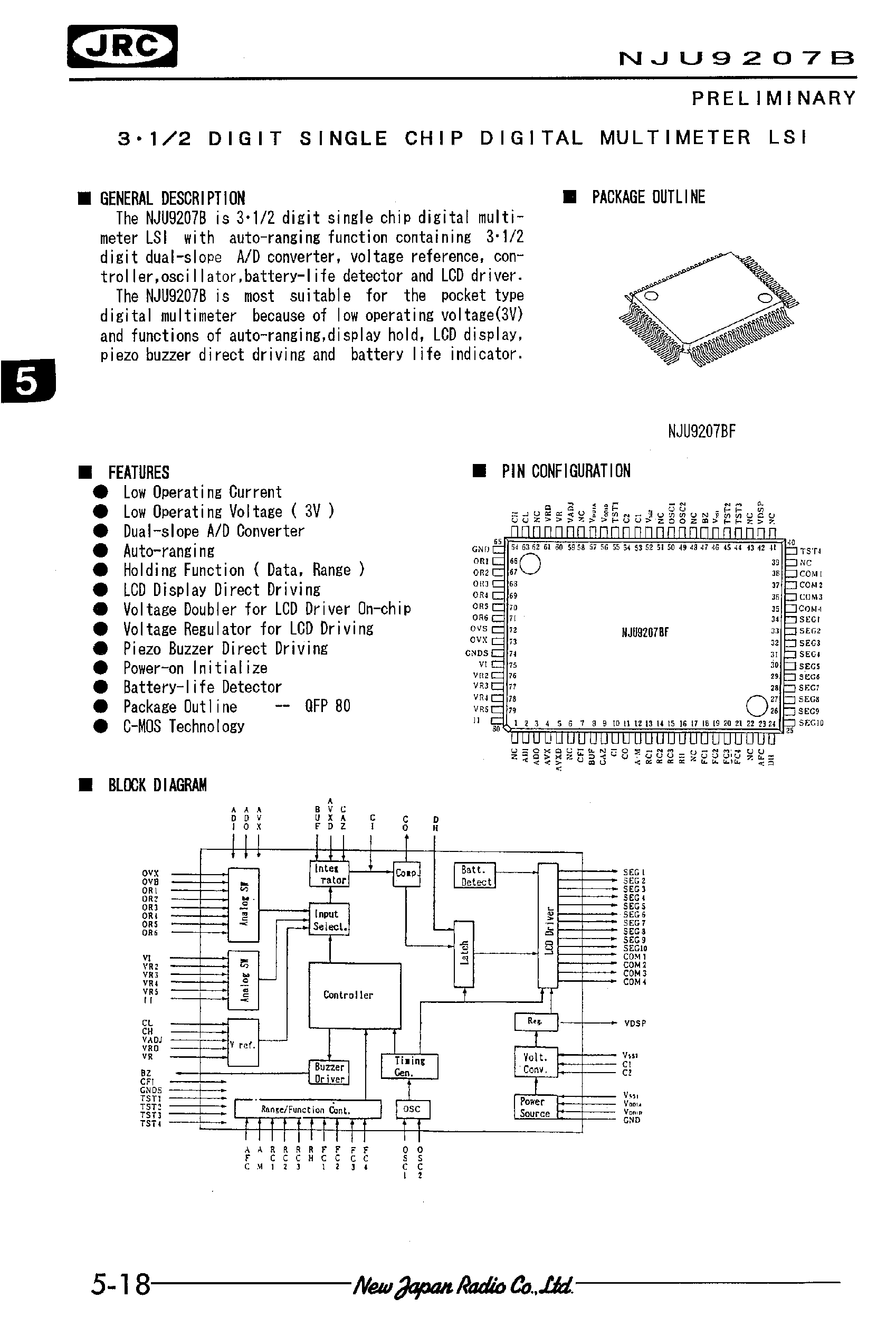 Даташит NJU9207B - A/D Converters страница 1