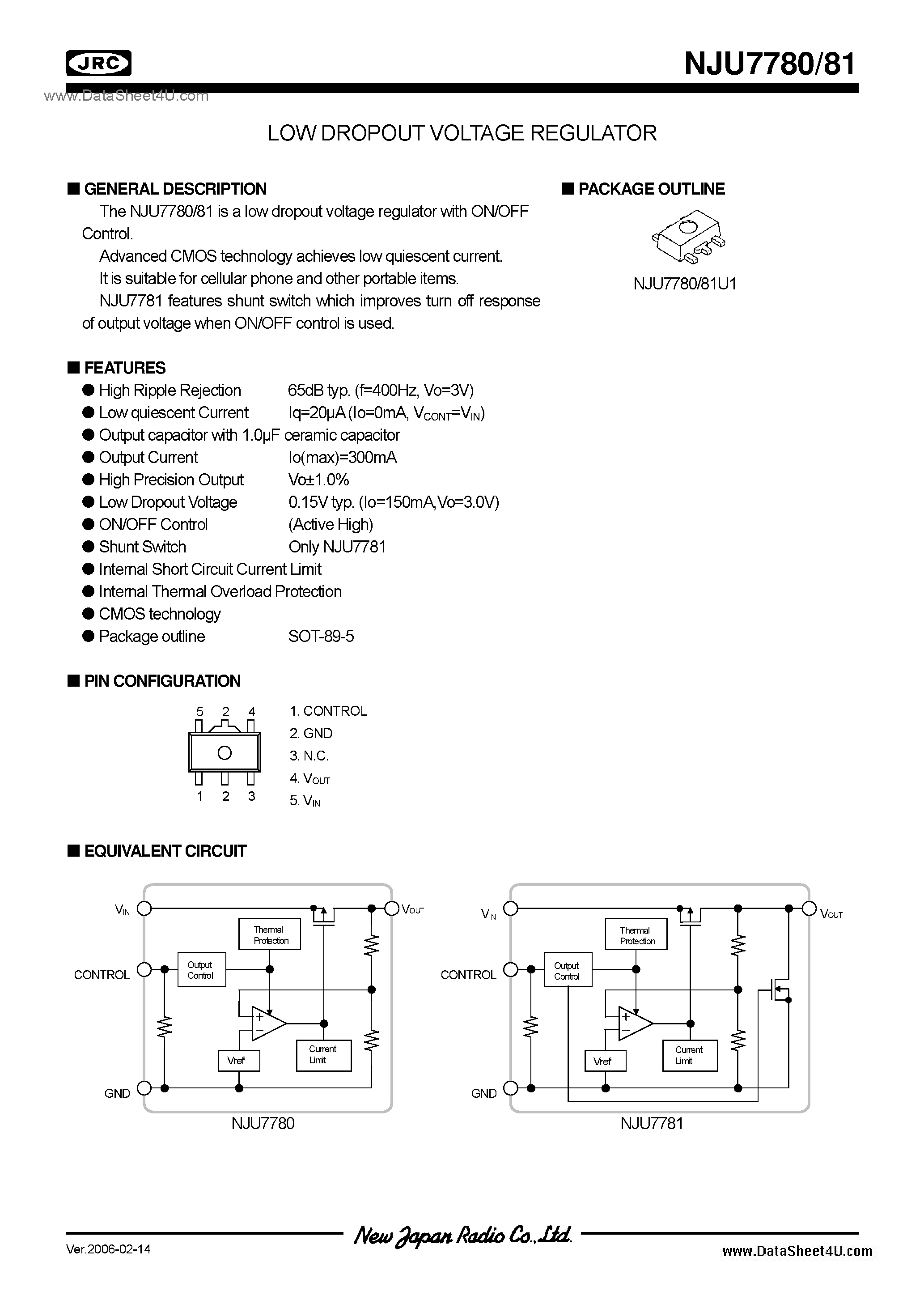 Datasheet NJU7780 - (NJU7780 / NJU7781) 1.5 page 1