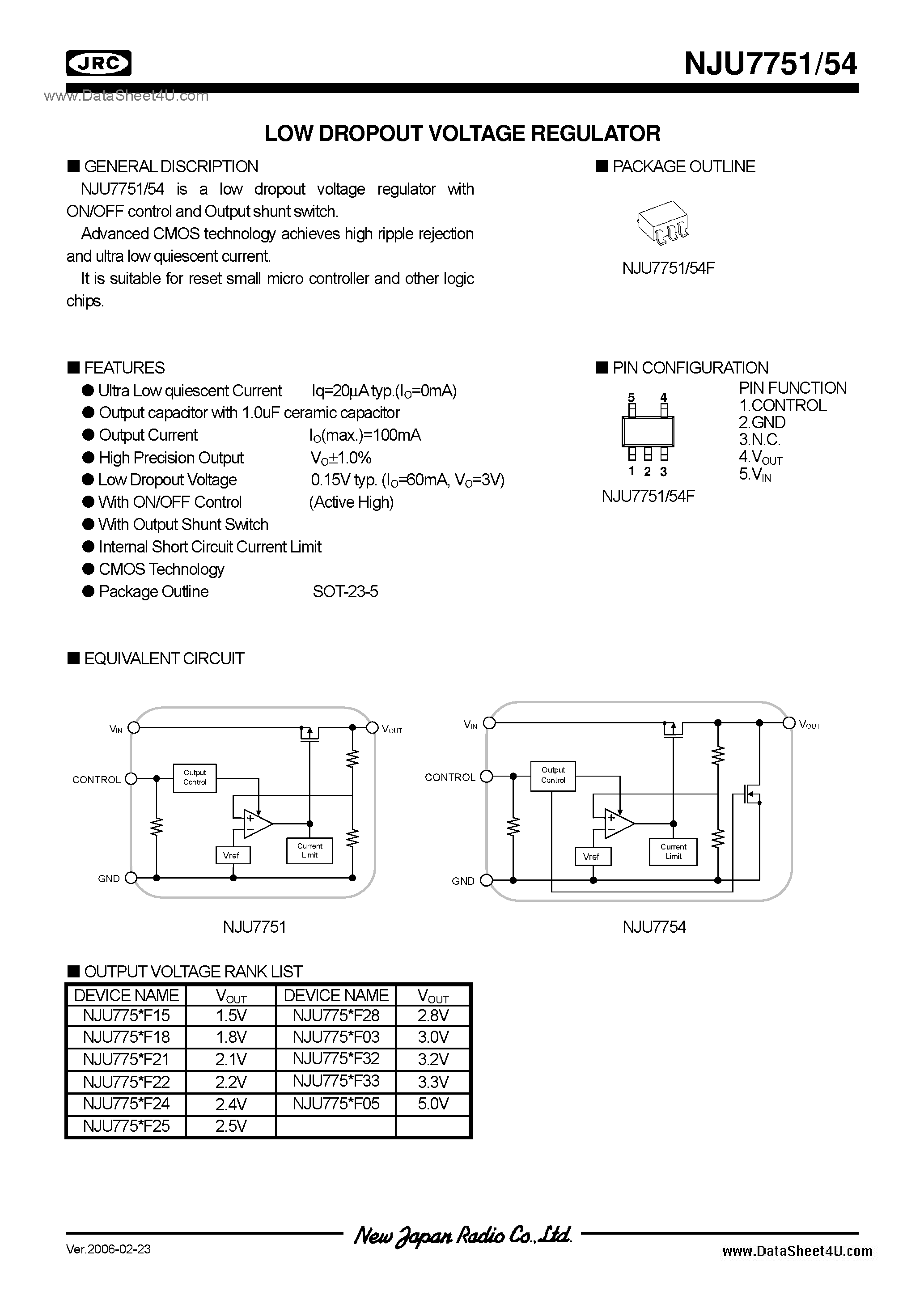 Datasheet NJU7751 - (NJU7751 / NJU7754) 1.5 page 1