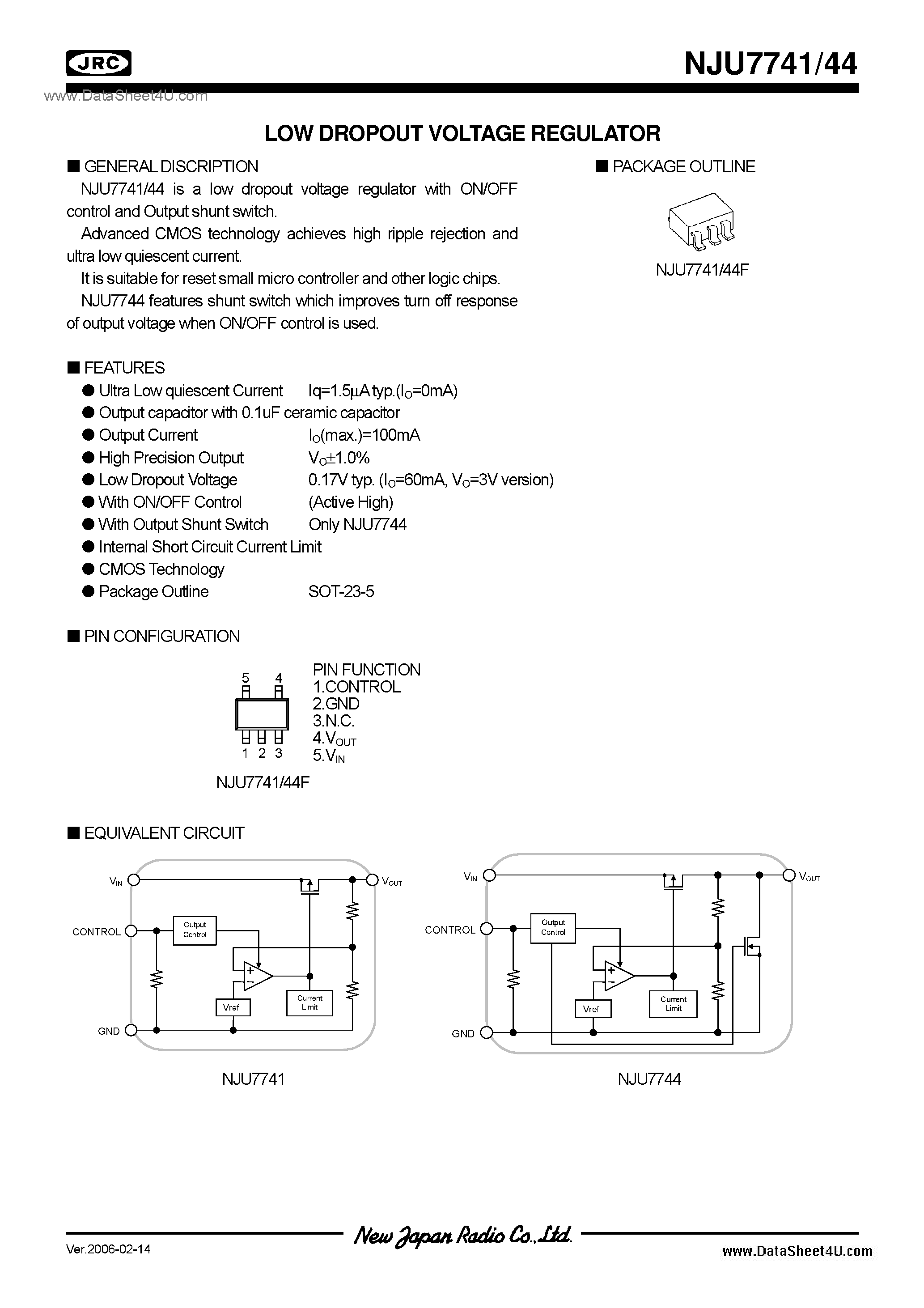 Datasheet NJU7741 - (NJU7741 / NJU7744) 1.5 page 1