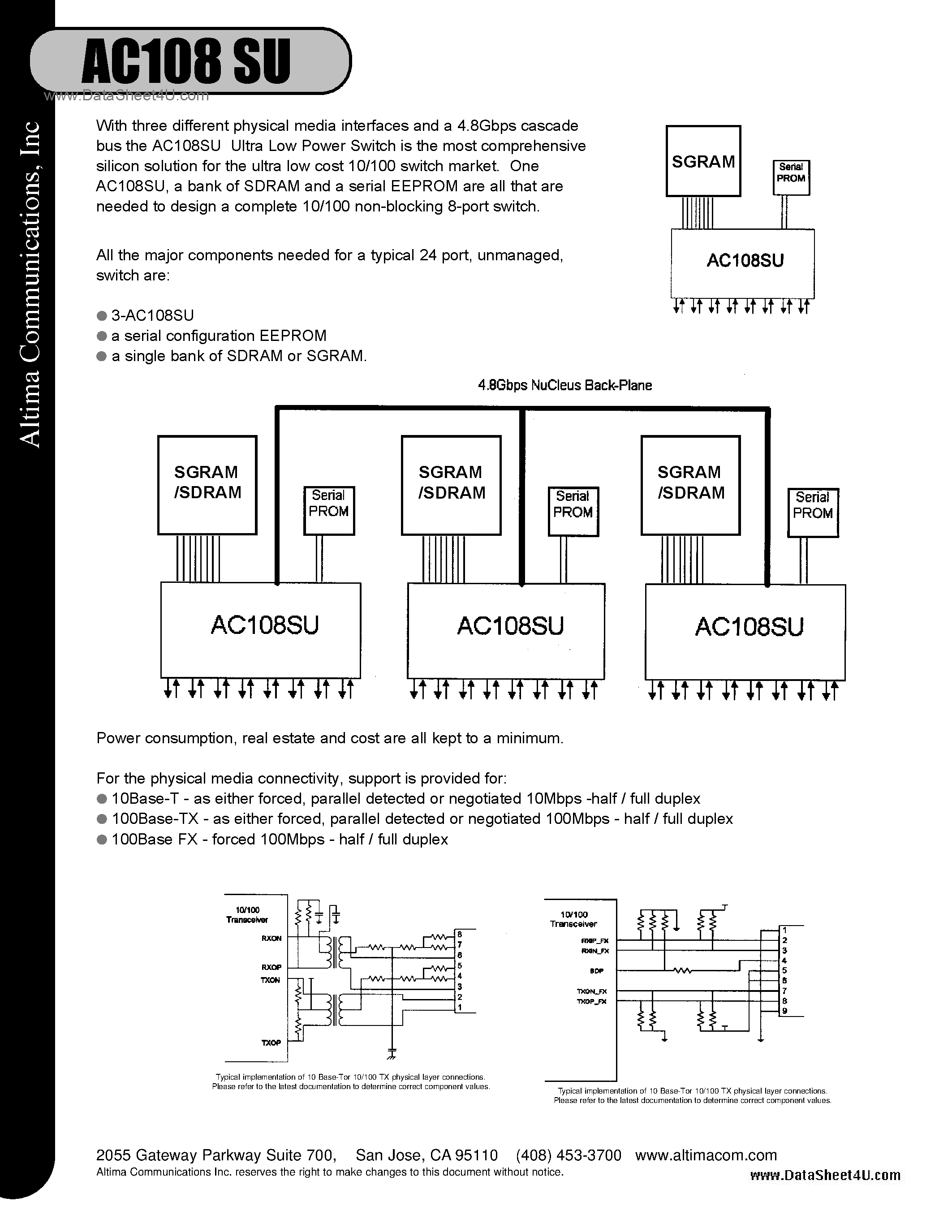 Даташит на микросхему AC108SU страница 2 Даташит AC108SU - Octal Ultra Low Power 10/100 Ethernet Switch страница 2