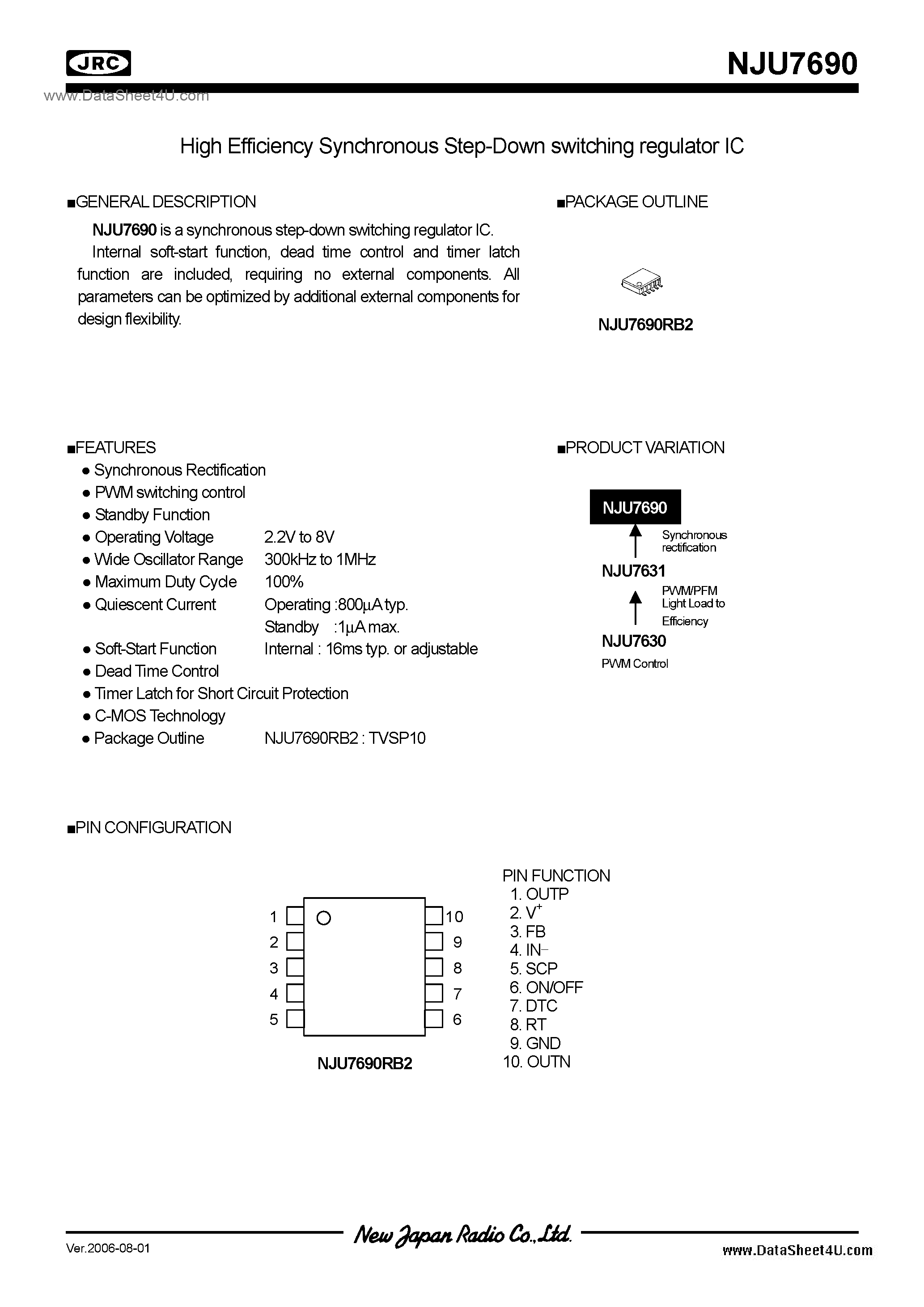 Datasheet NJU7690 - Switching Regulator IC / TVSP10 page 1