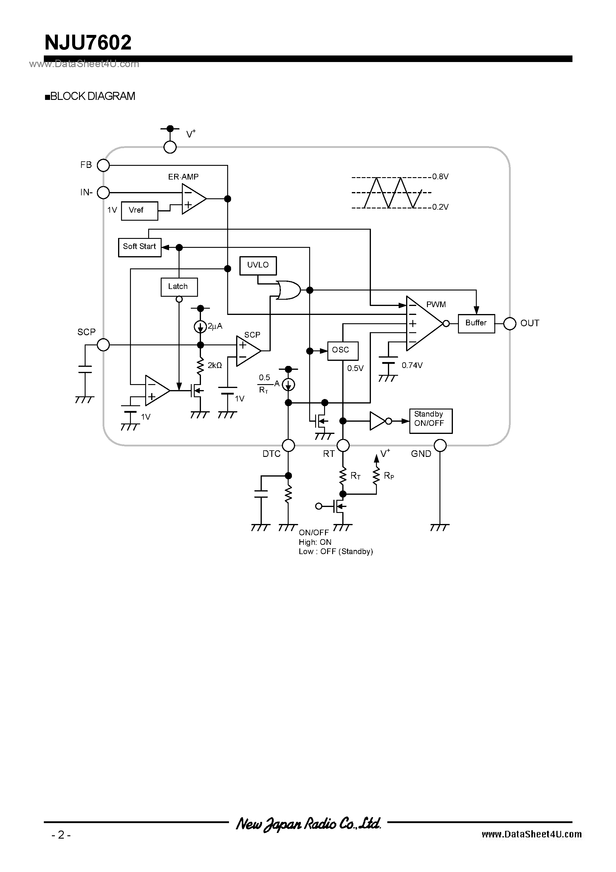 Datasheet NJU7602 page 2 Datasheet NJU7602 - Switching Regulator IC / DMP8 / TVSP8 page 2