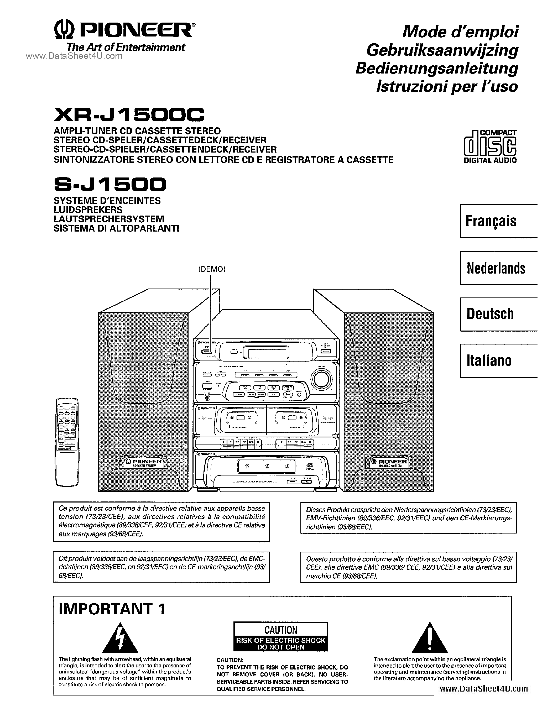 Datasheet XR-J1500C - CD Cassette Stereo page 1