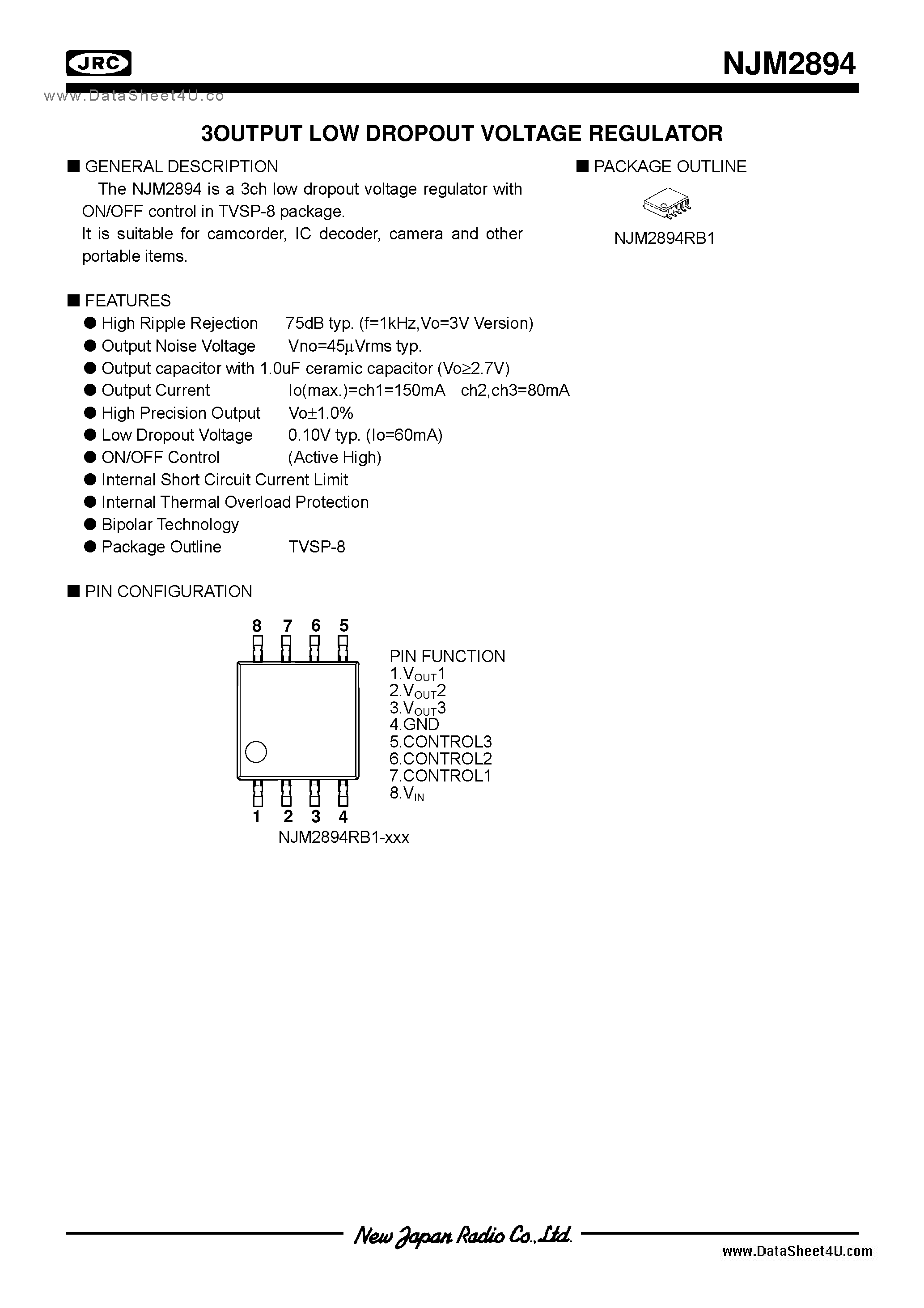 Datasheet NJM2894 - 1.5 page 1