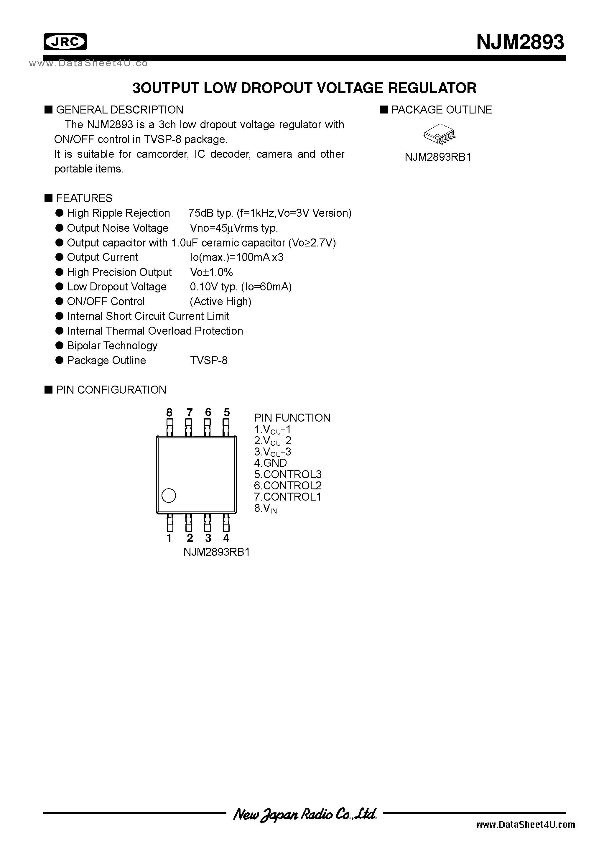 Datasheet NJM2893 - 1.5 page 1