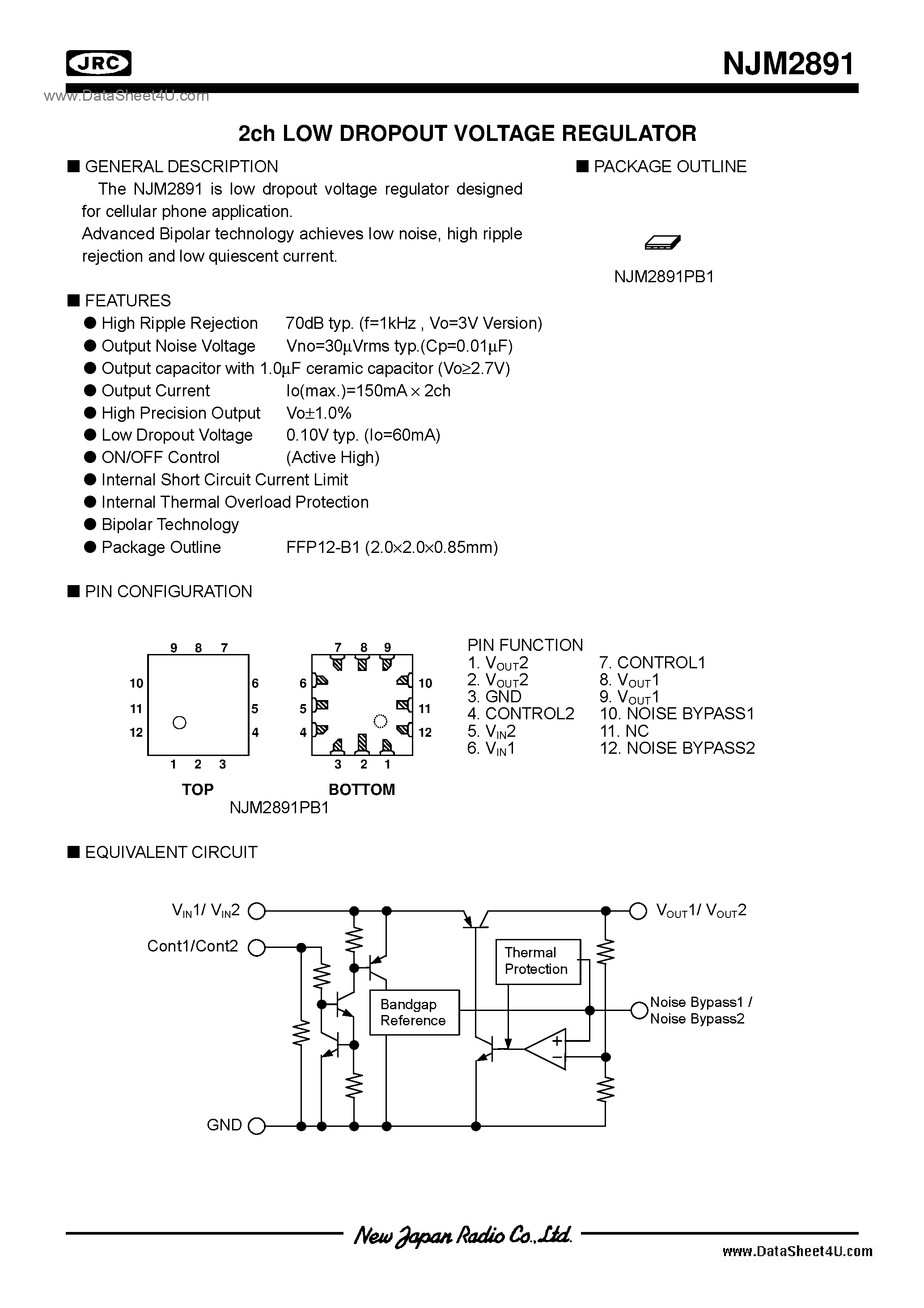 Datasheet NJM2891 - 1.5 page 1