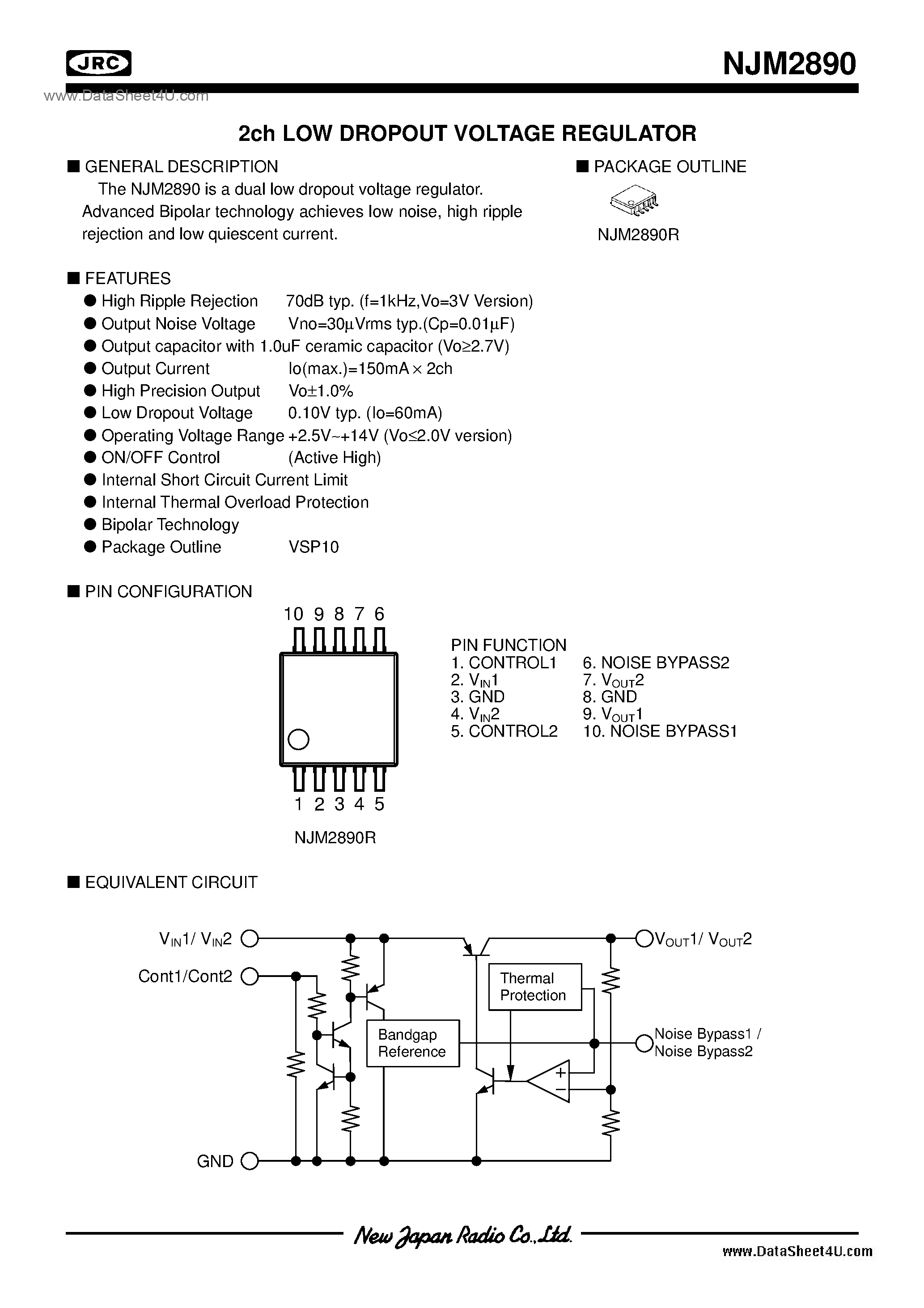 Datasheet NJM2890 - 1.5 page 1