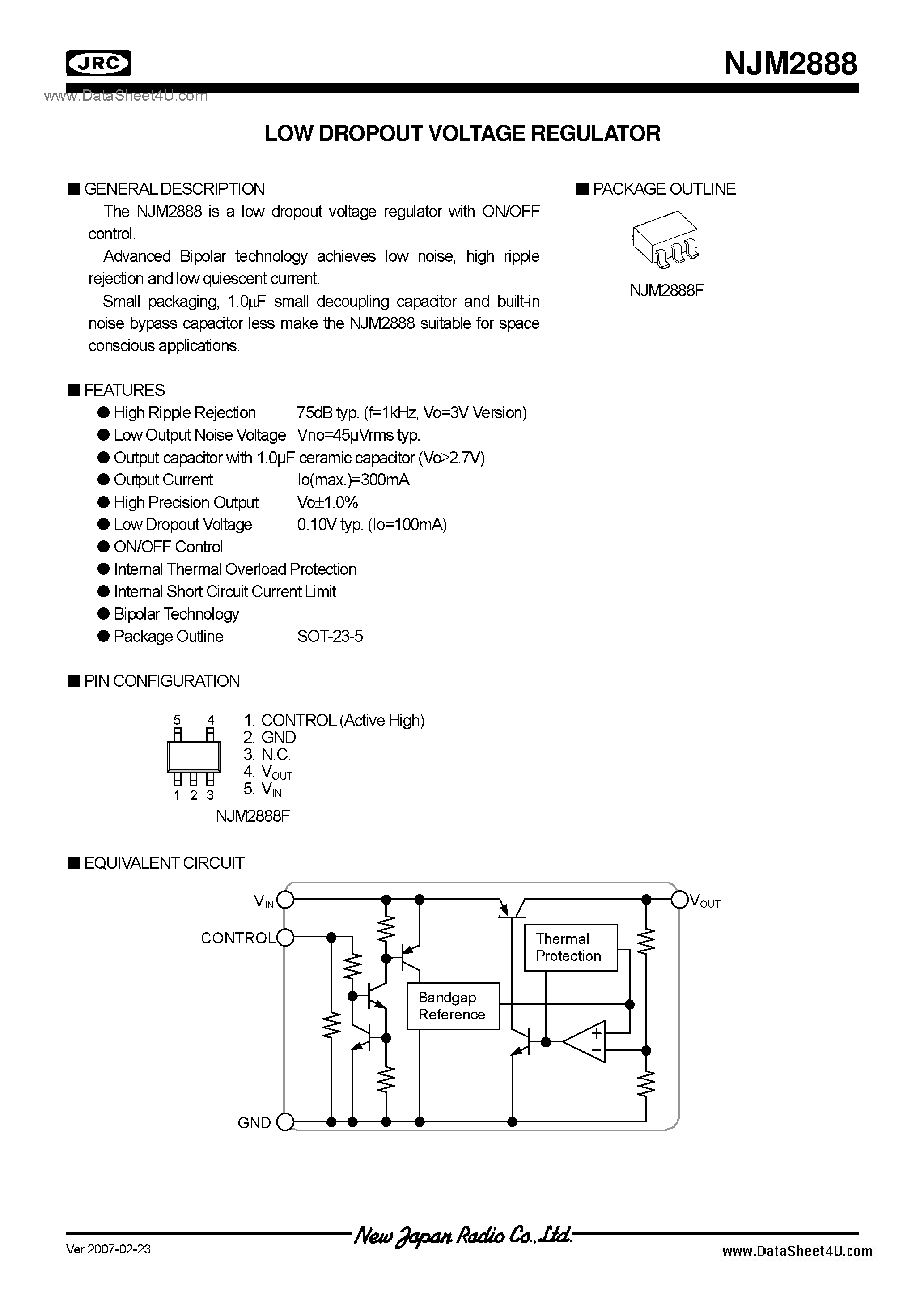 Datasheet NJM2888 - 1.5 page 1