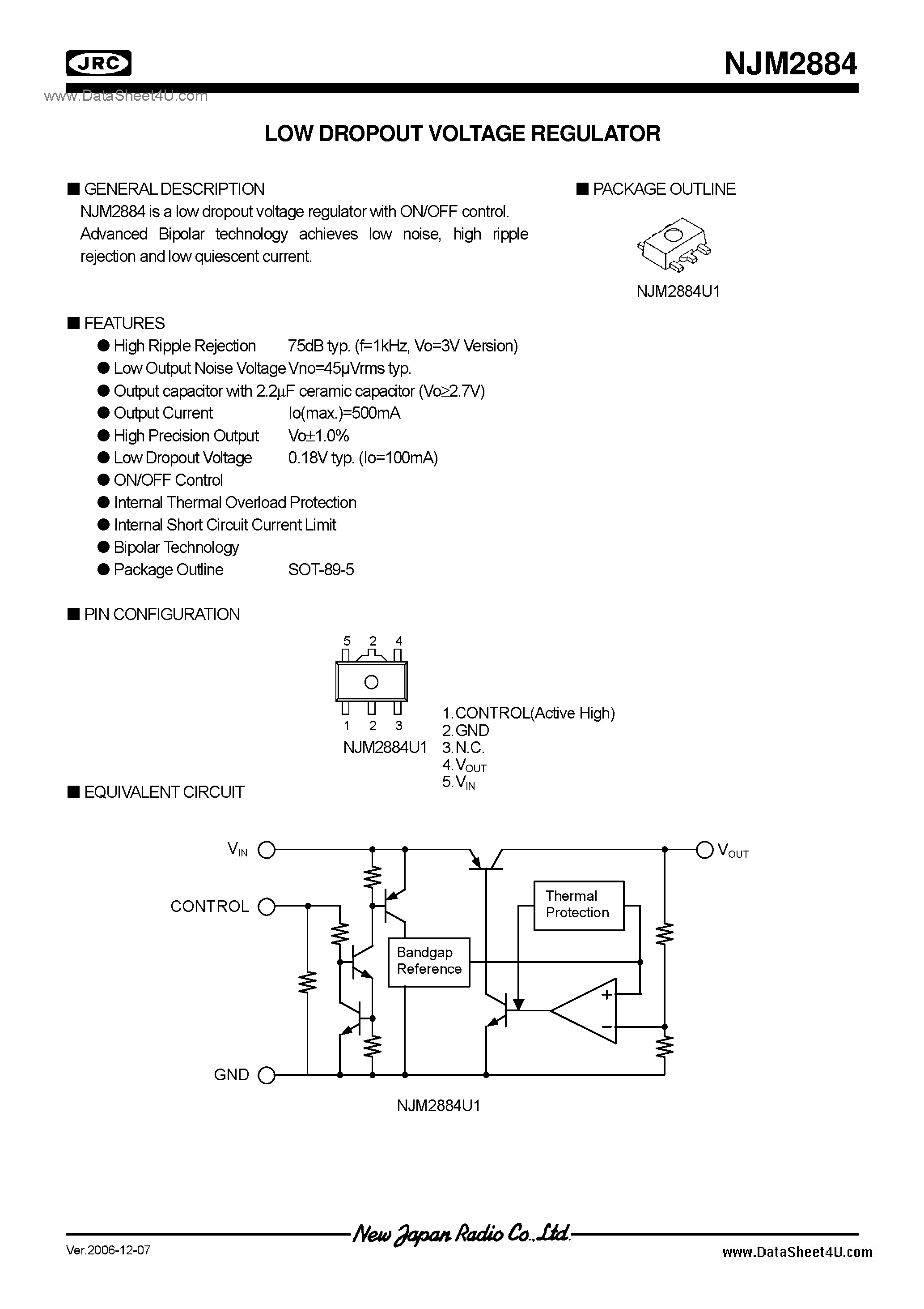 Datasheet NJM2884 - 2.1 page 1