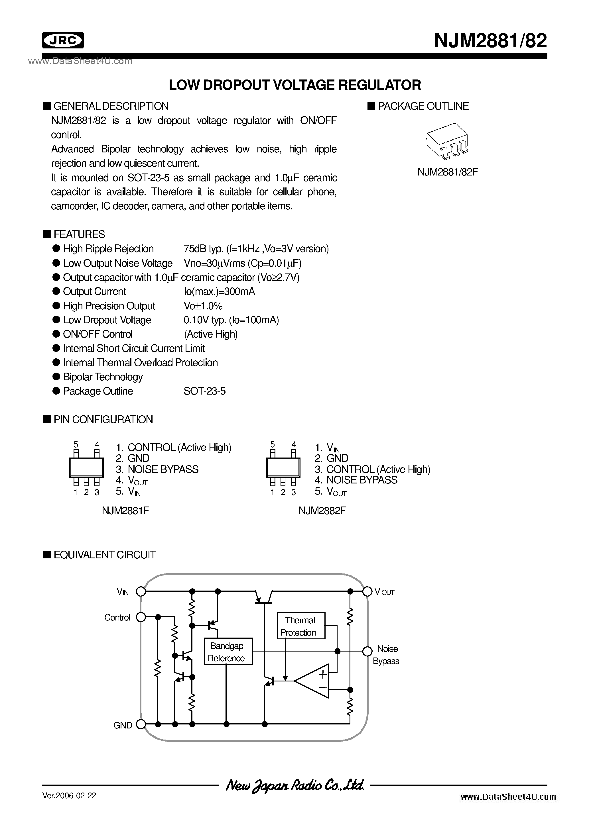 Datasheet NJM2881 - (NJM2881 / NJM2882) 1.5 page 1