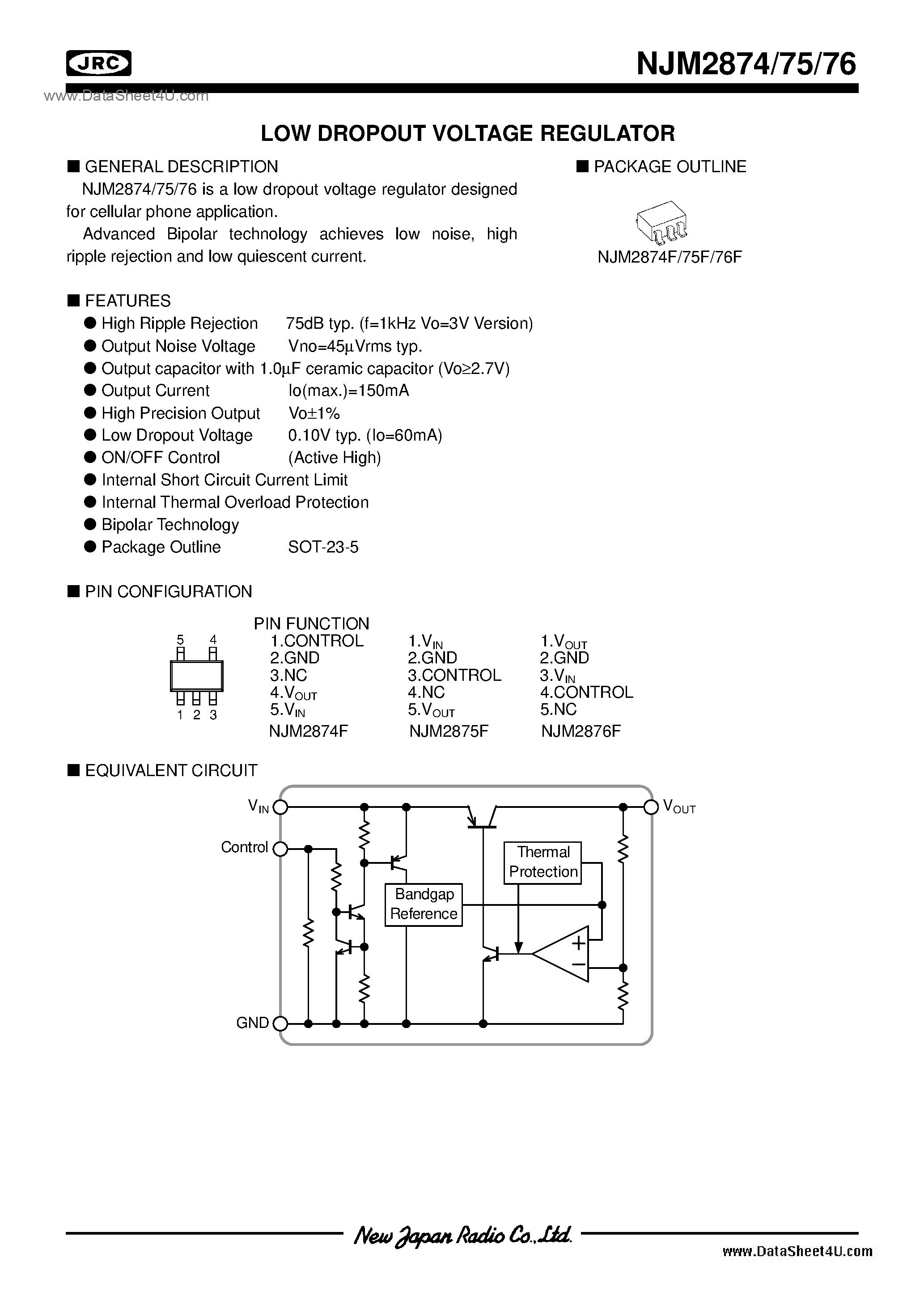 Datasheet NJM2874 - (NJM2874 - NJM2876) 1.5 page 1
