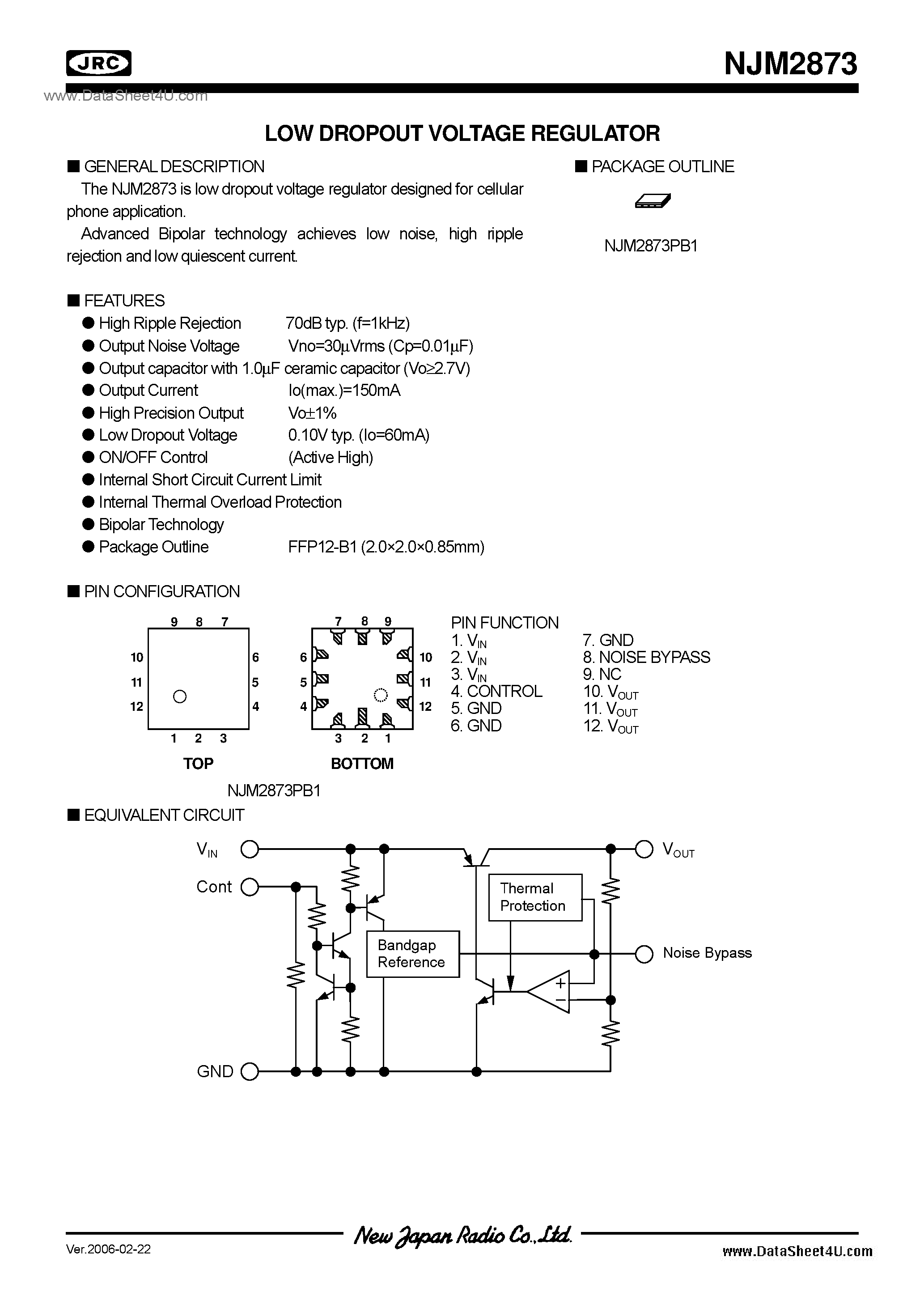 Datasheet NJM2873 - 1.5 page 1