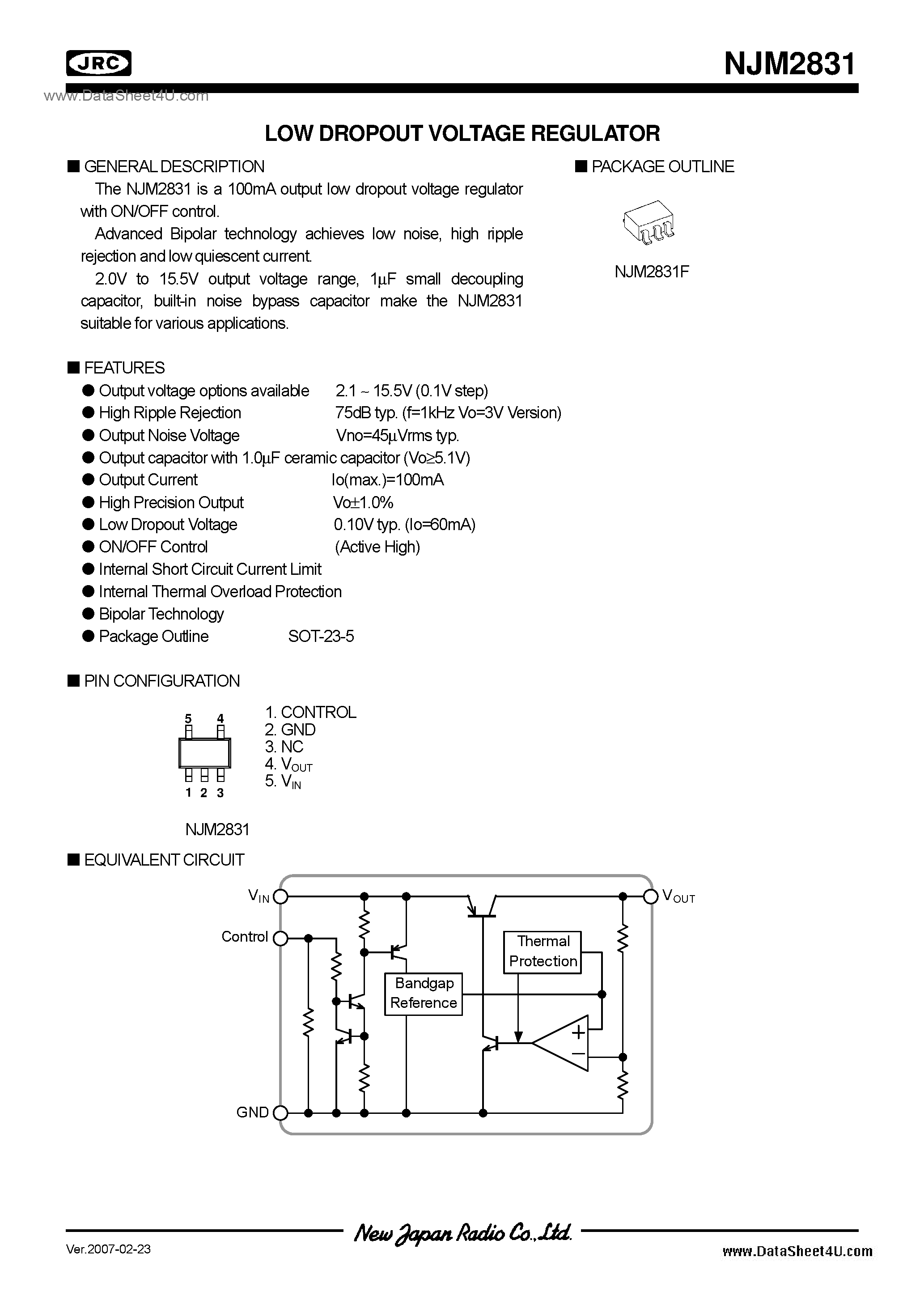 Datasheet NJM2831 - 2.1 page 1
