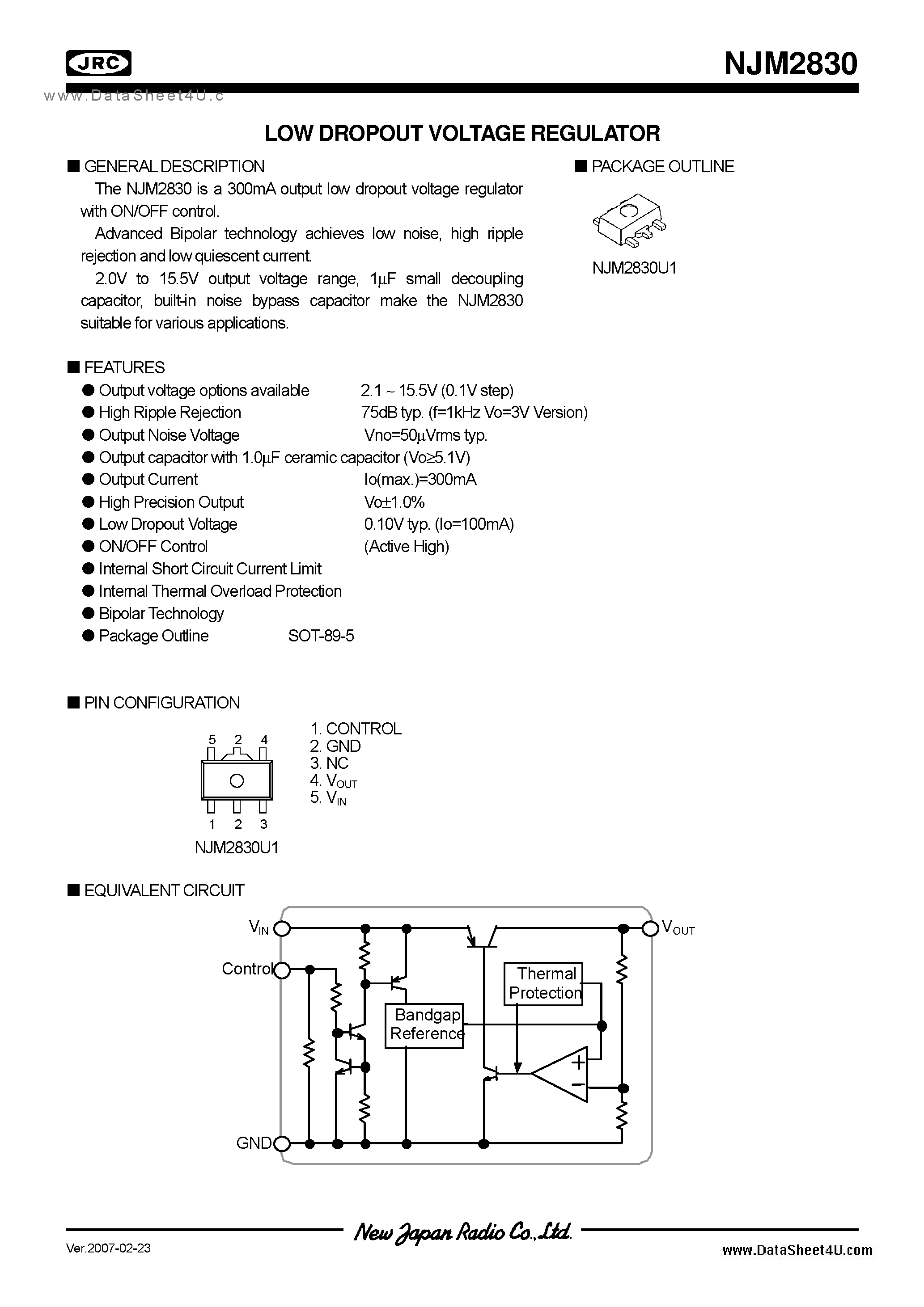 Datasheet NJM2830 - 2.1 page 1