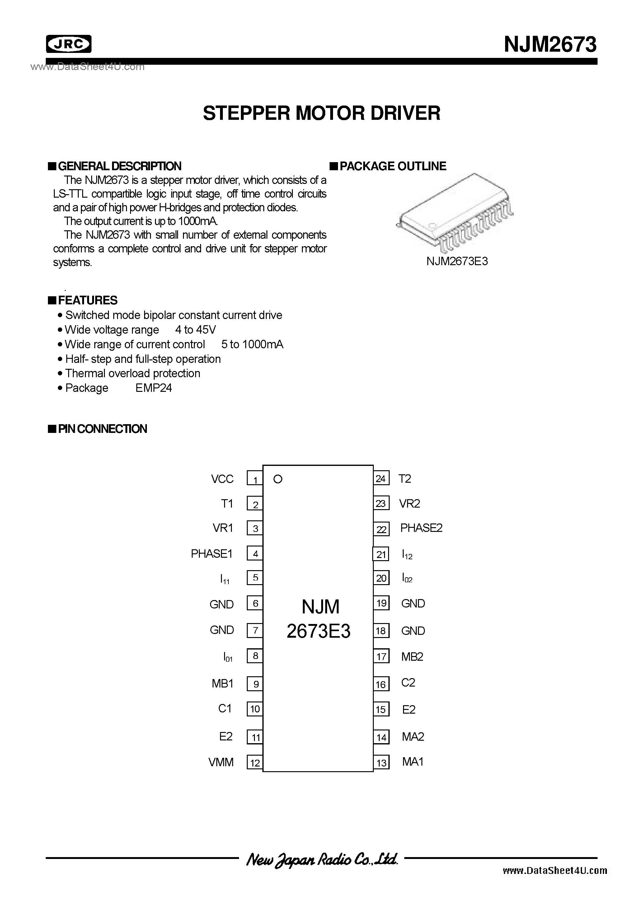 Даташит NJM2673 - Stepper Motor / EMP24-E3 страница 1