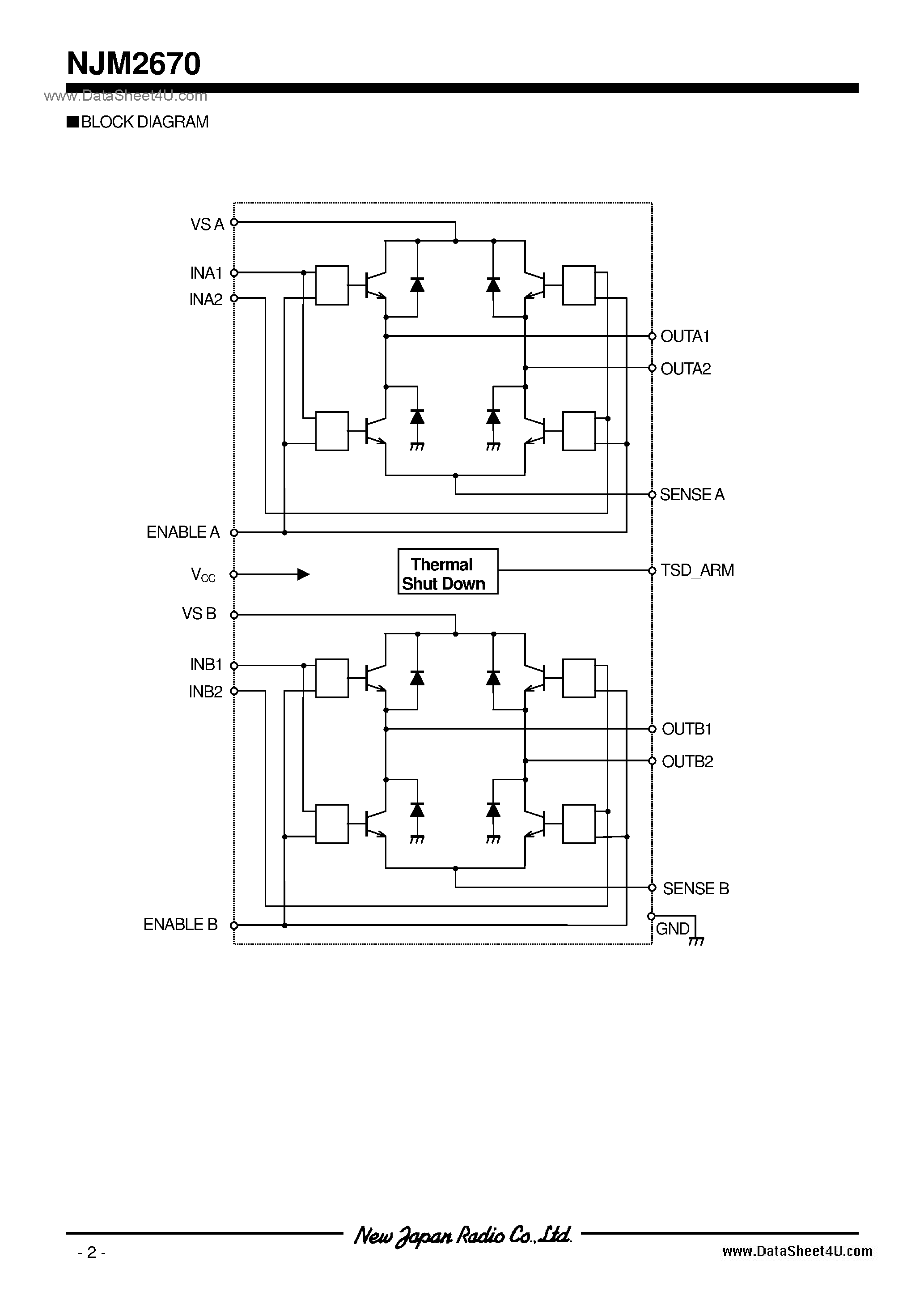Даташит NJM2670 - Stepper Motor / DIP22-D2 / EMP24-E3 страница 2