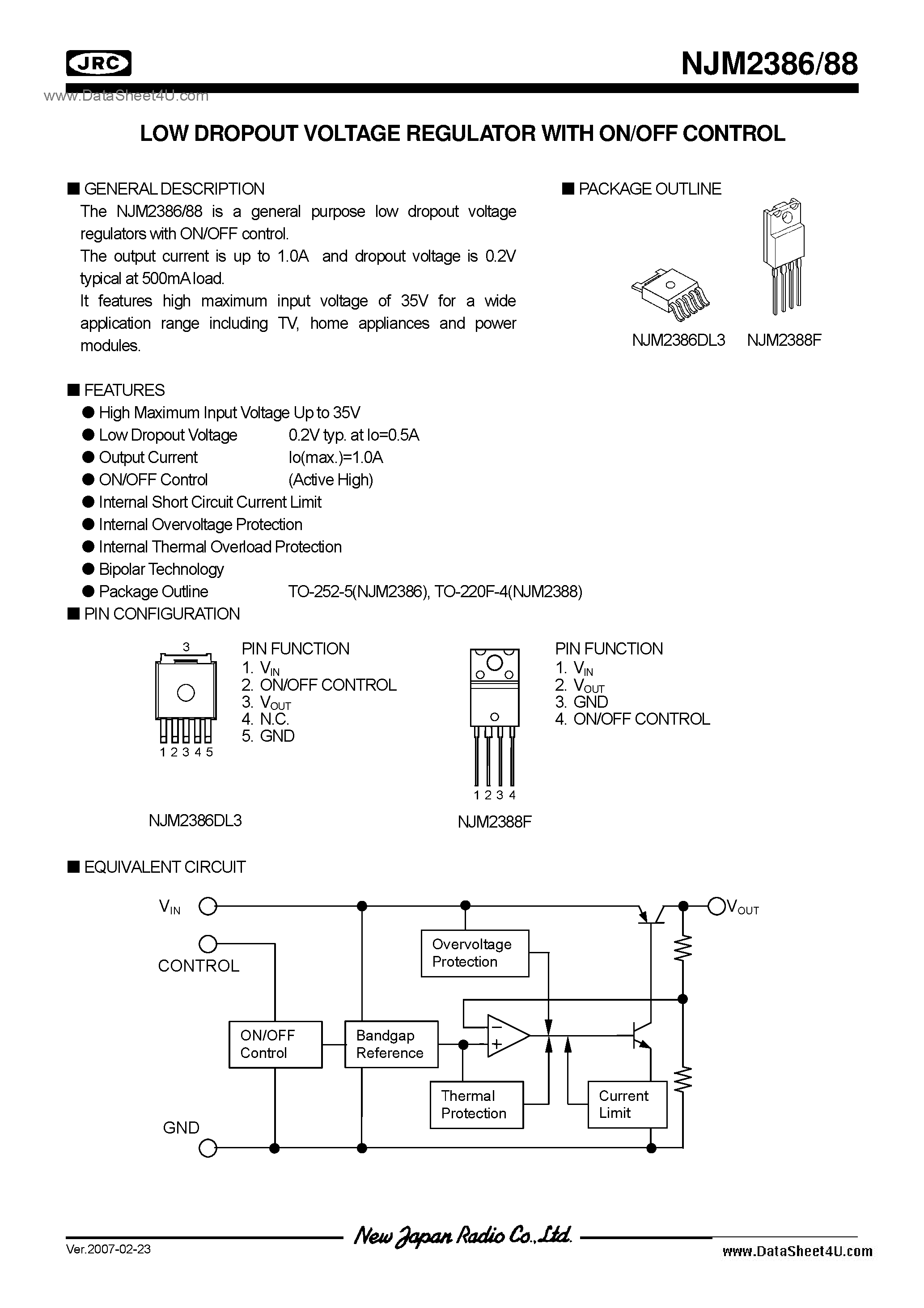 Datasheet NJM2386 - (NJM2386 / NJM2388) 3.3 page 1