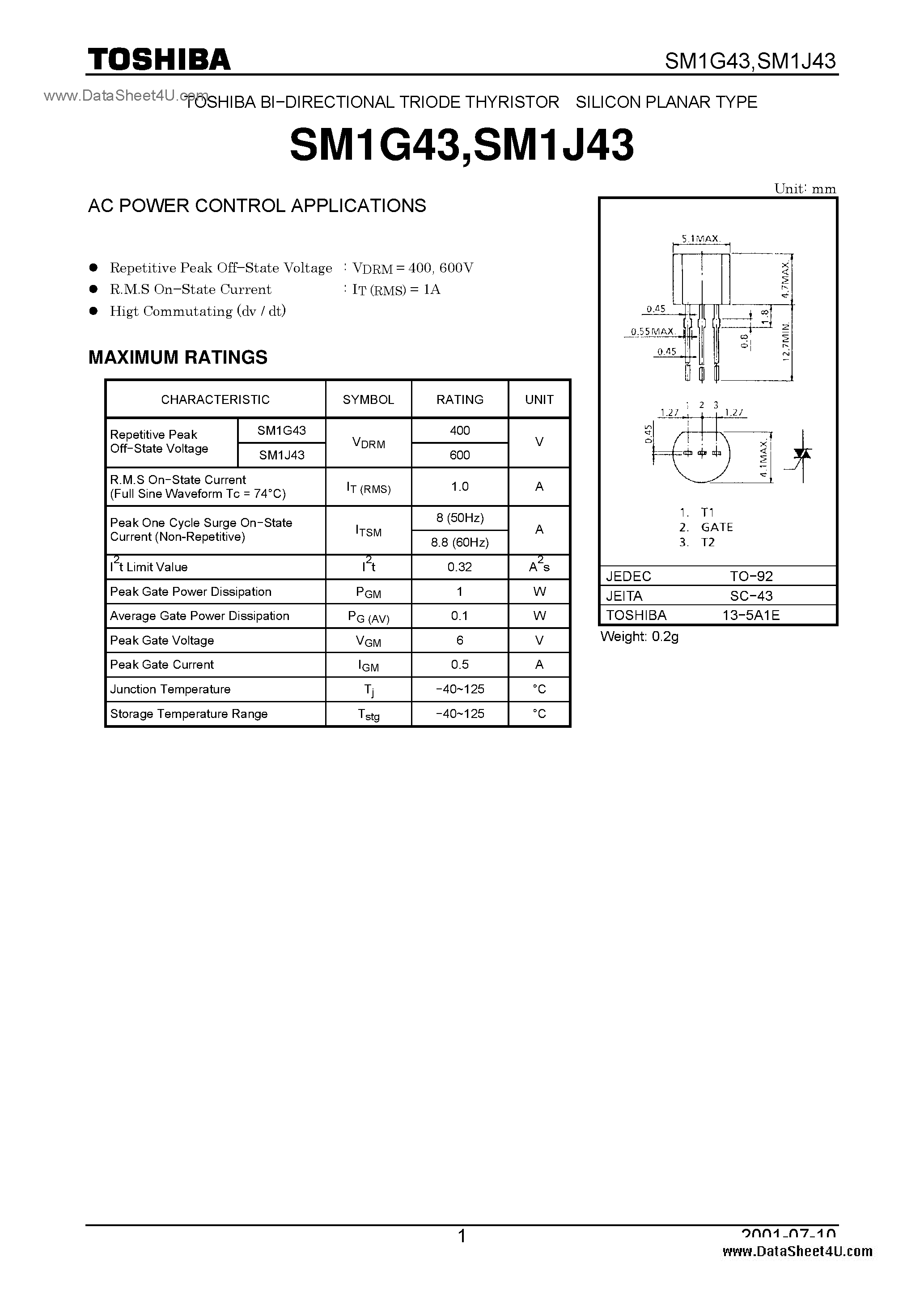 Даташит на микросхему M1J43 страница 1 Даташит M1J43 - Search -----> SM1J43 страница 1