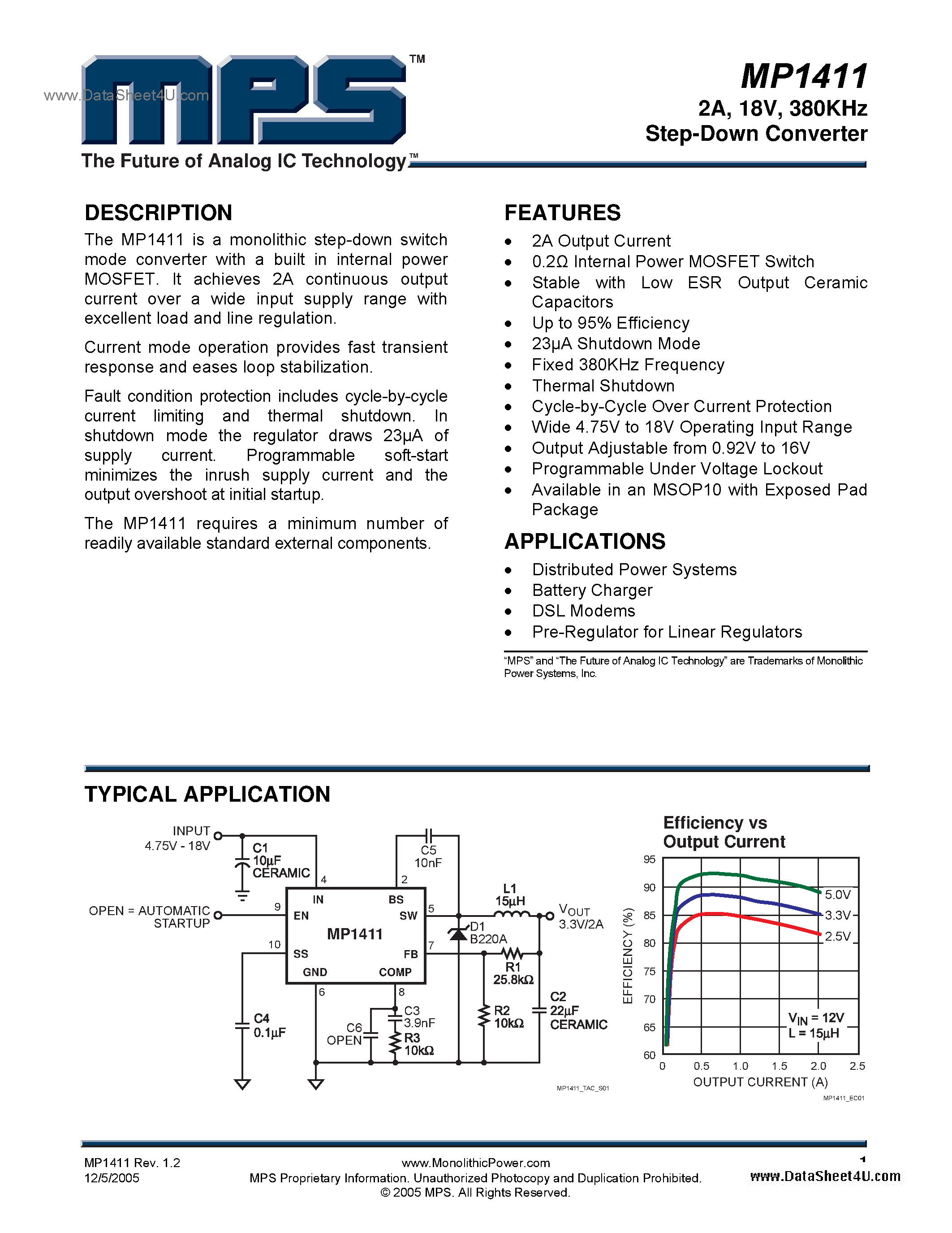 Datasheet MP1411 - Step Down Converter page 1